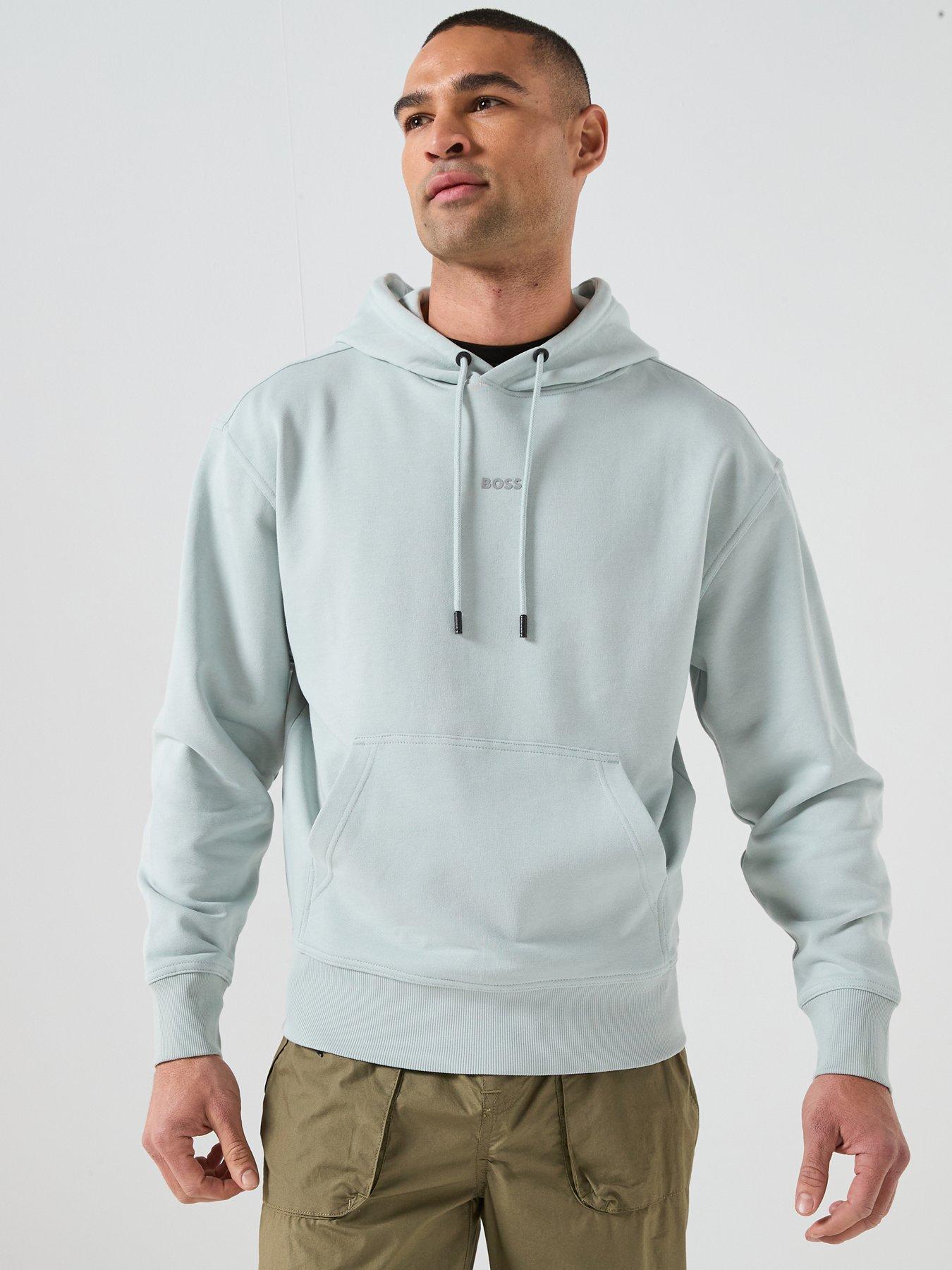 BOSS Boss Wesmallhood Regular Fit Centre Logo Overhead Hoodie - Grey