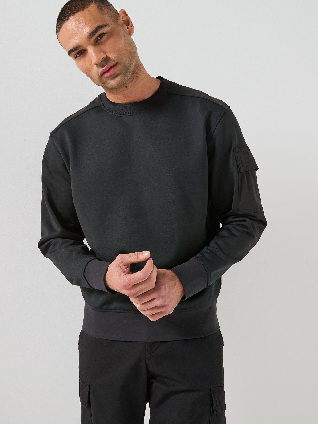 BOSS Boss We_functional Nylon Arm Pocket Crew Sweat - Black