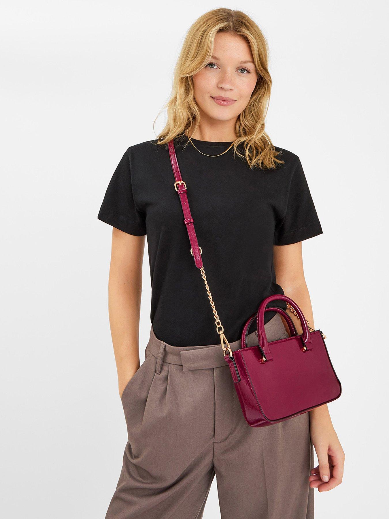 Image 2 of 5 of Accessorize Patent Crossbody Handbag - Red
