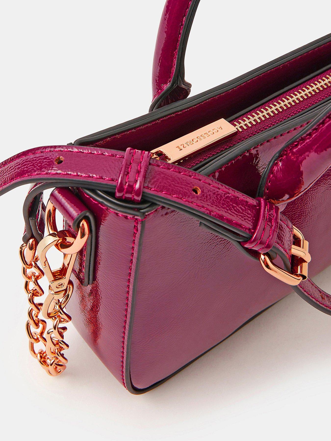 Image 4 of 5 of Accessorize Patent Crossbody Handbag - Red