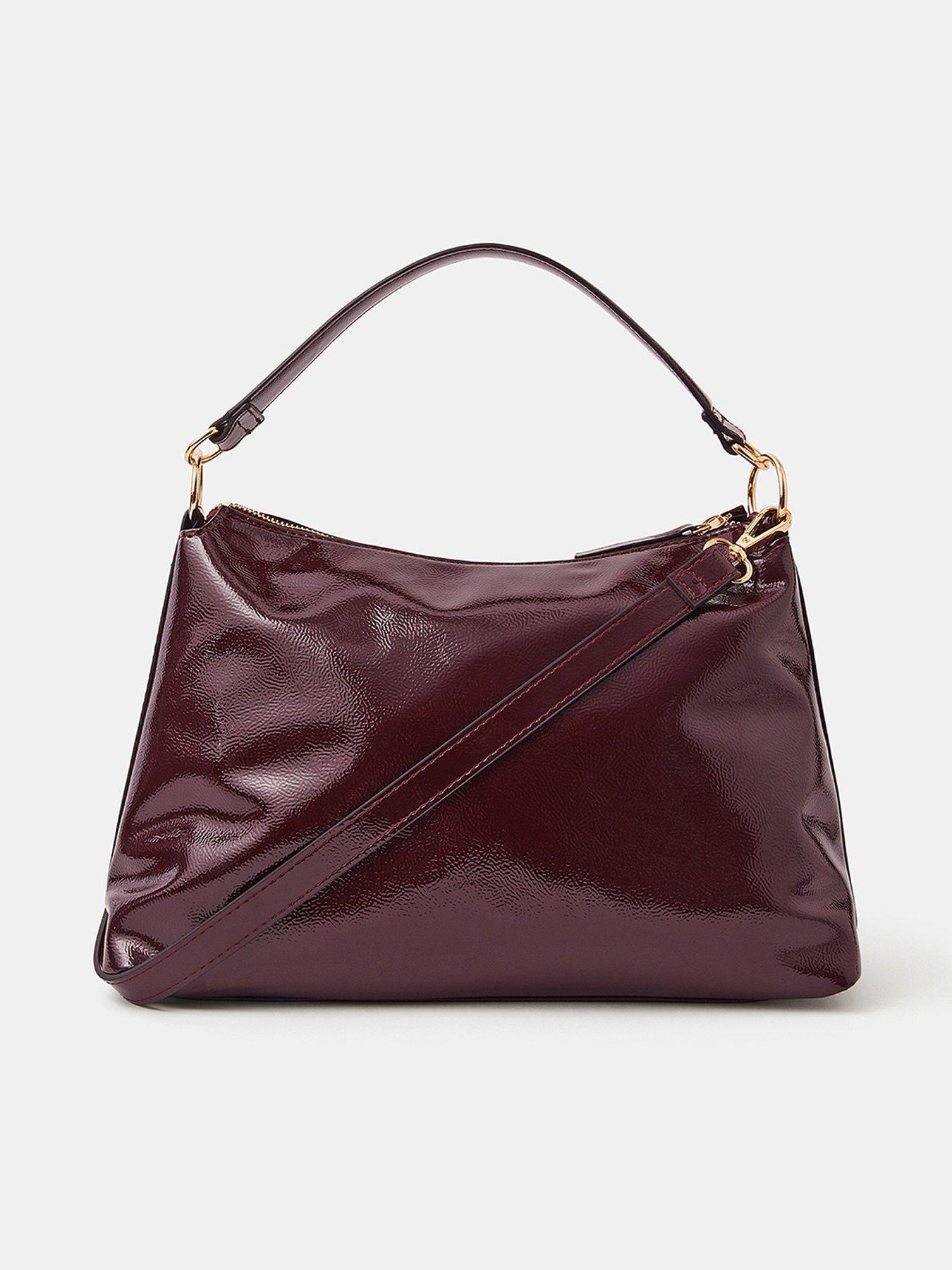 Accessorize Slouchy Patent Handbag - Red