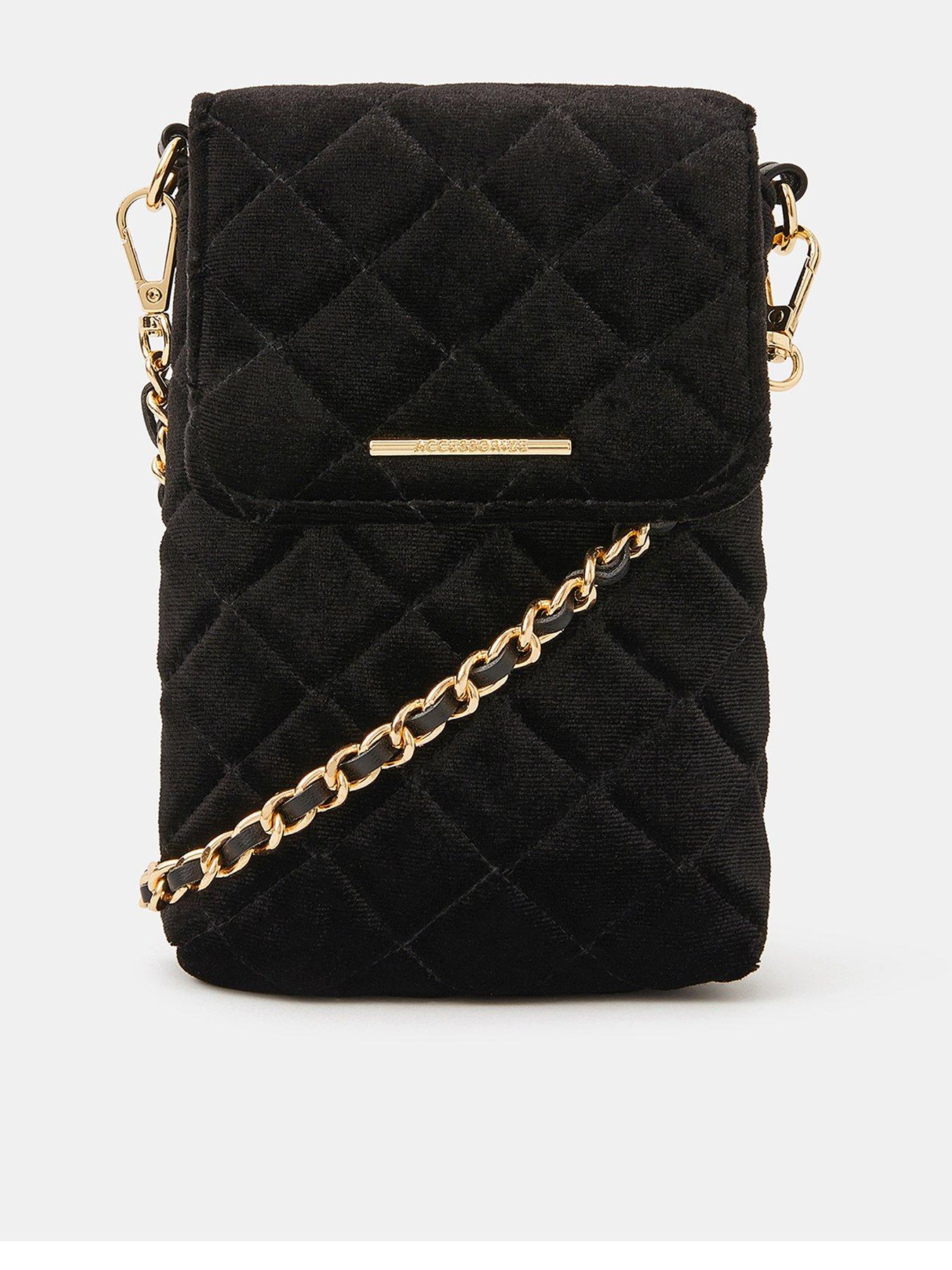 Accessorize Quilted Phone Bag - Black