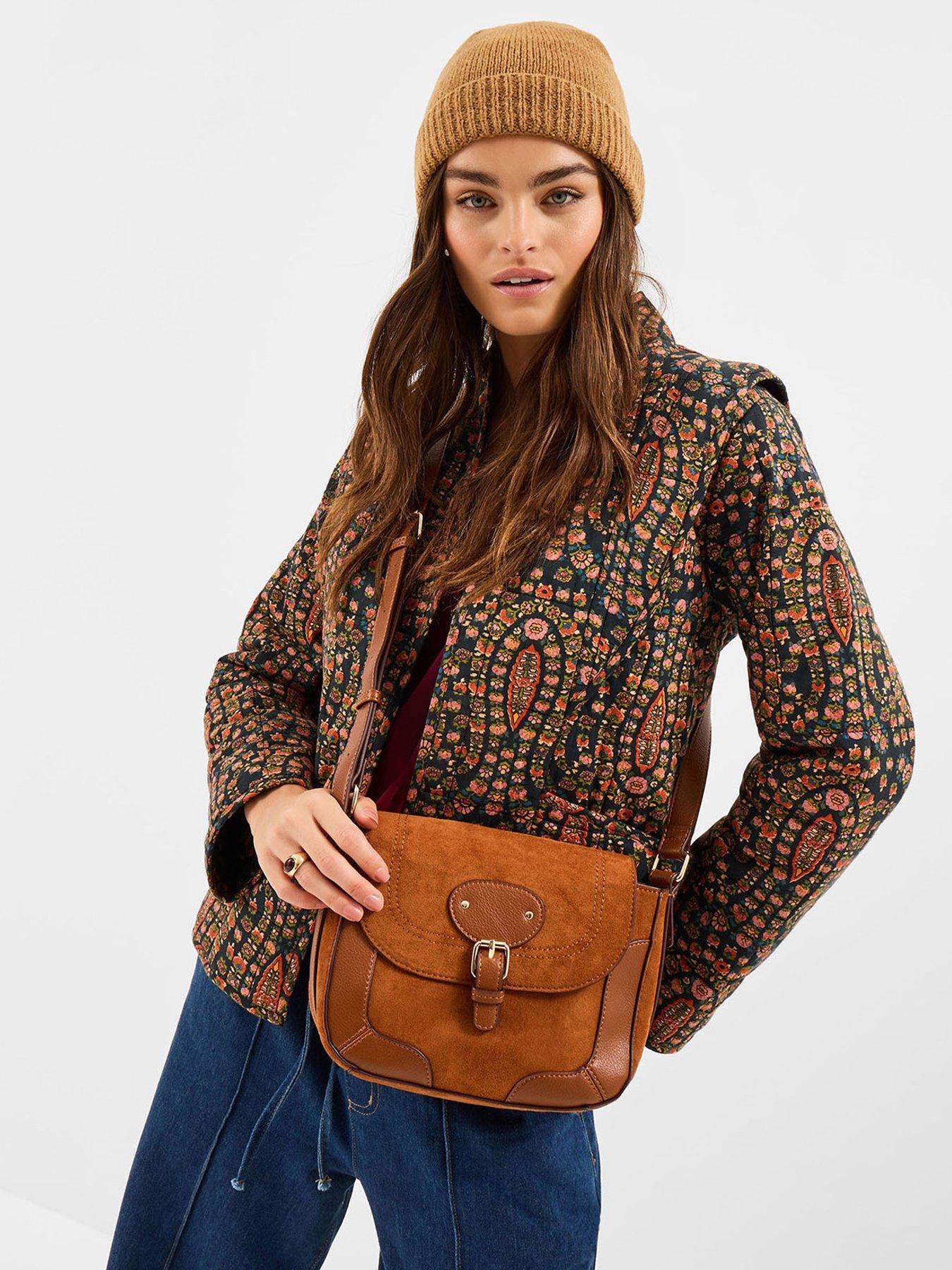 Accessorize Saddle Buckle Crossbody Bag - Brown