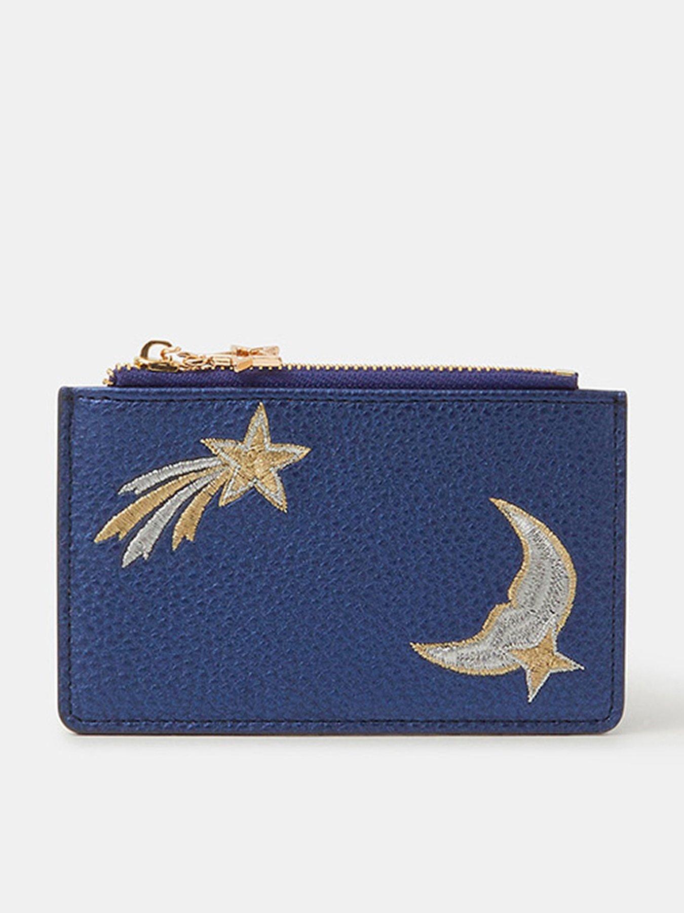Accessorize Celestial Embroidered Card Holder - Navy