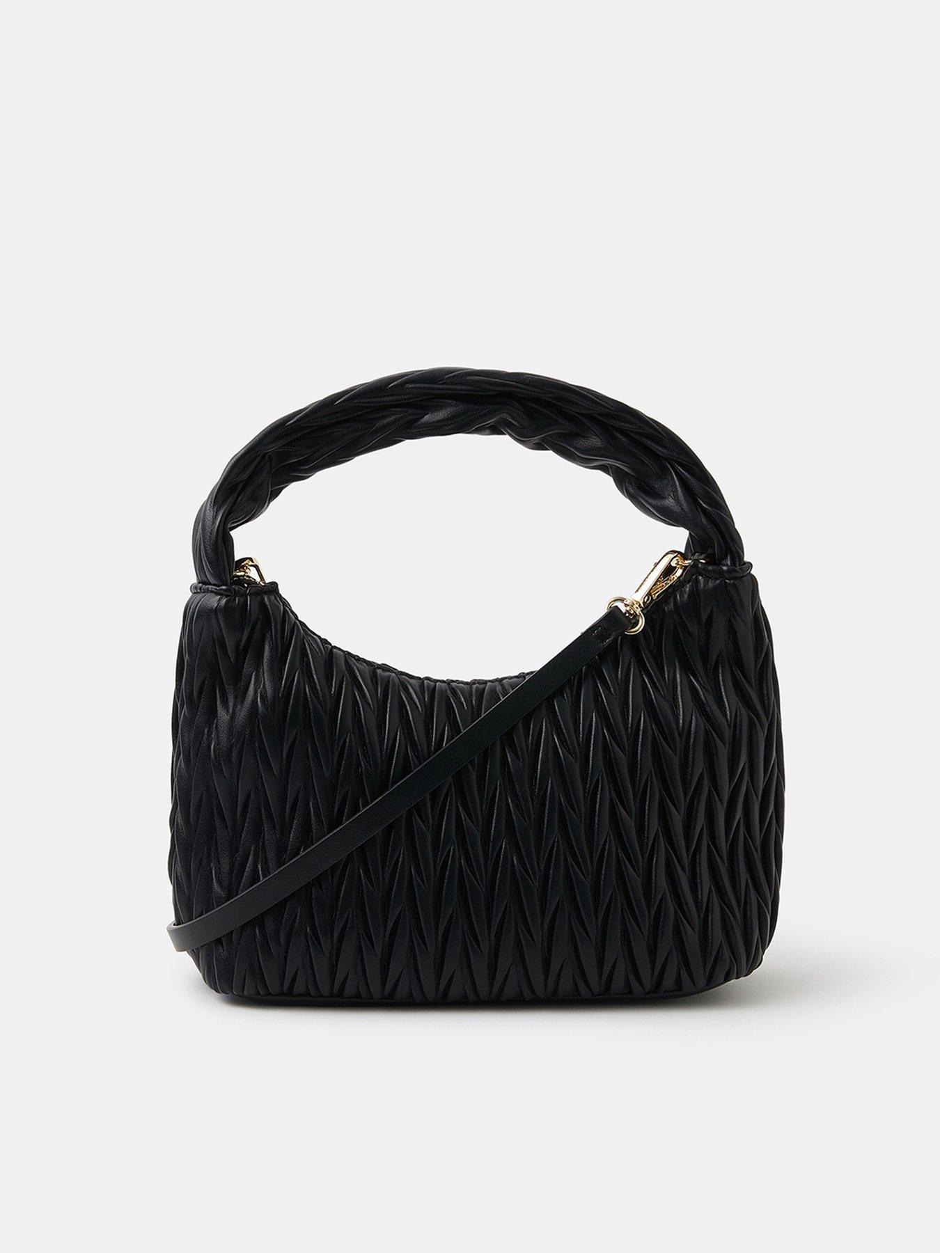 accessorize-ruched-faux-leather-handbag-blackstillFront