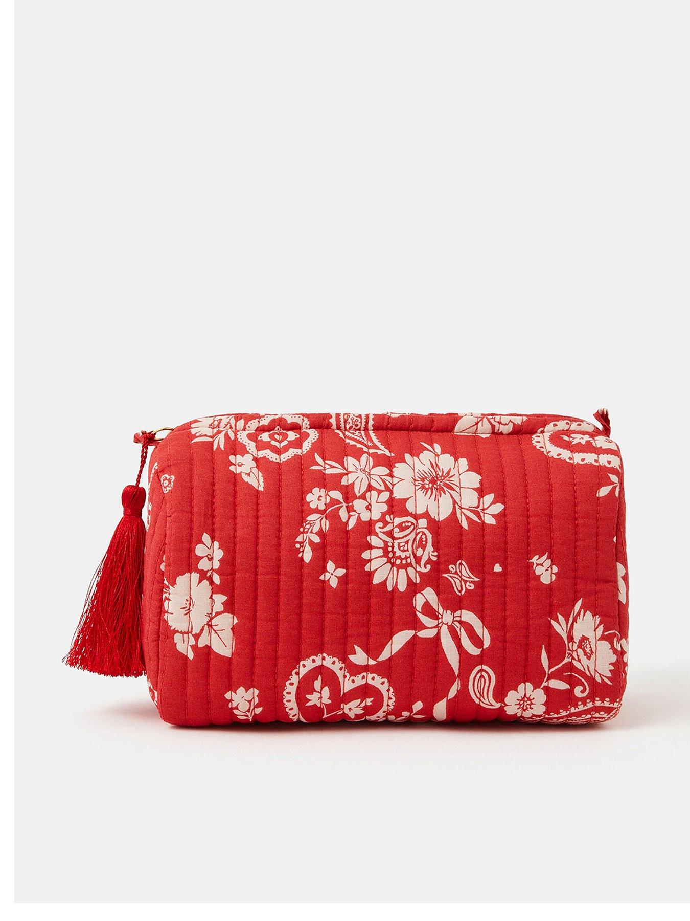 Accessorize Paisley Heart Quilted Make Up Bag - Red