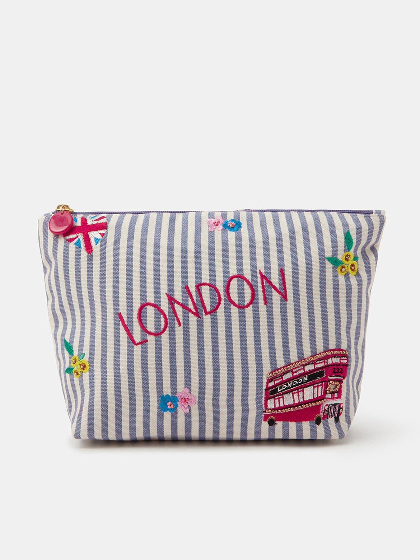 Accessorize London Stripe Make Up Bag - Blue