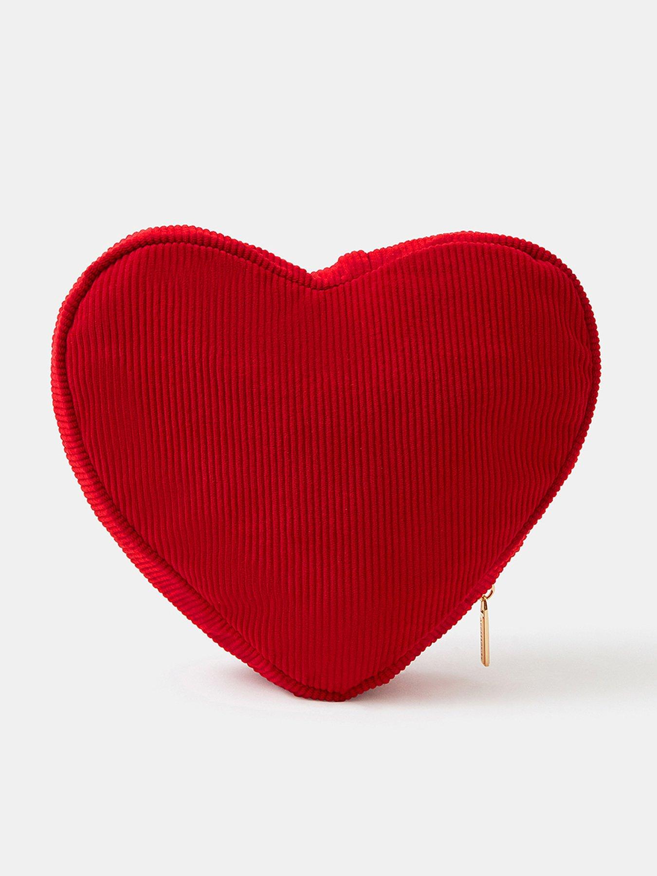 Accessorize Corduroy Heart Make Up Bag - Red
