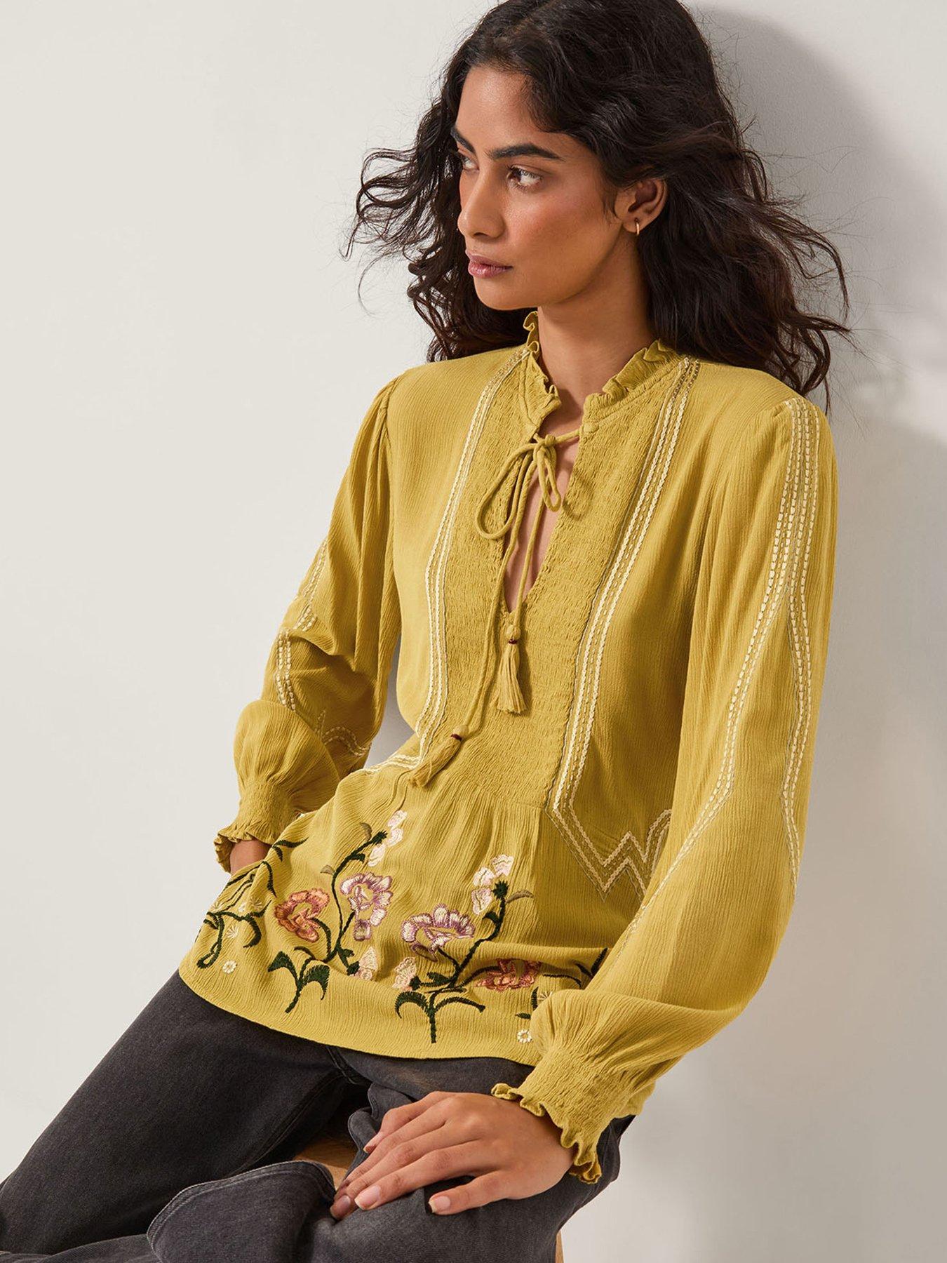 Image 1 of 5 of Monsoon Heidi Embroidered Top - Green