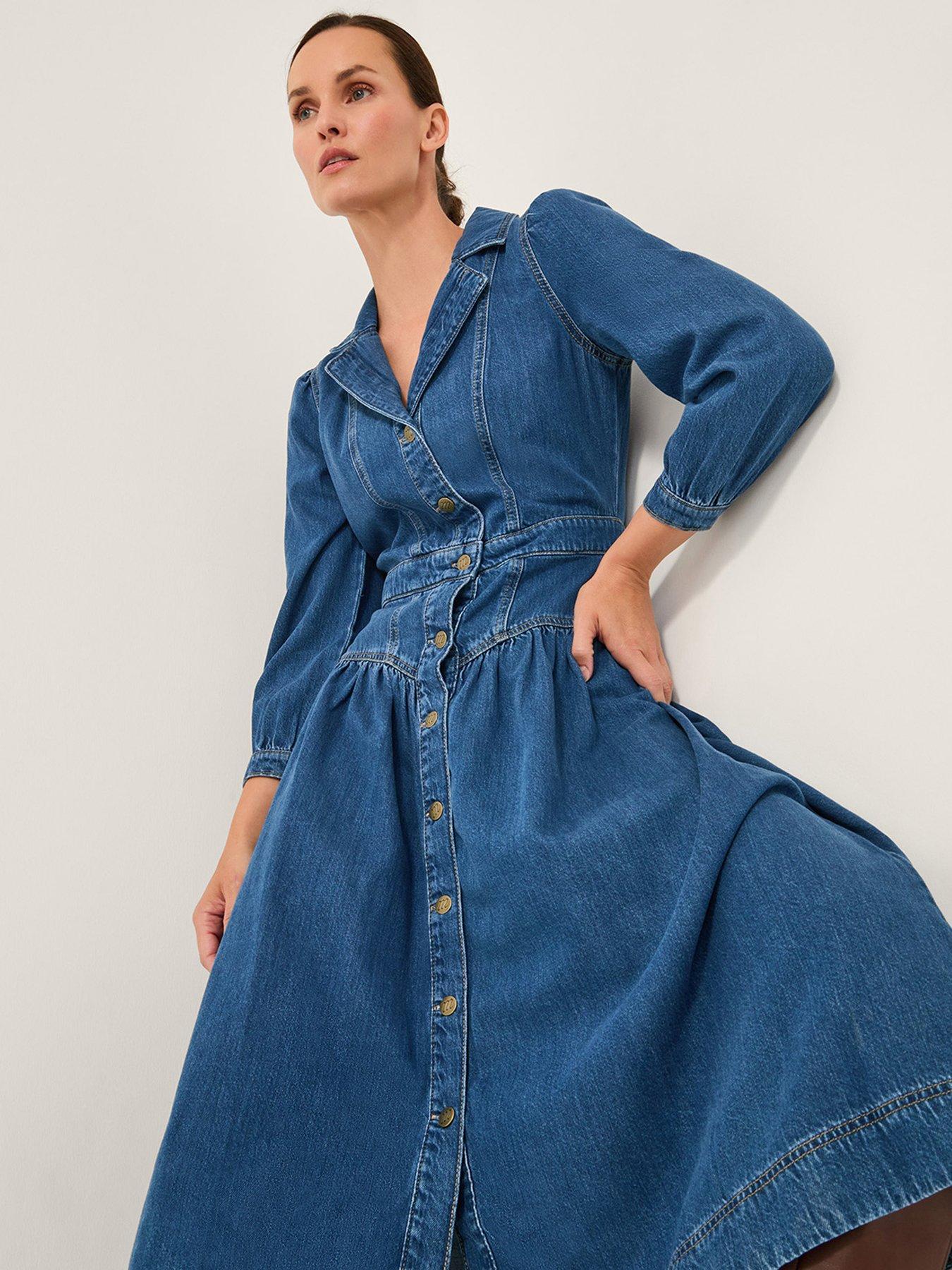 monsoon-tamsin-button-dress-blueoutfit