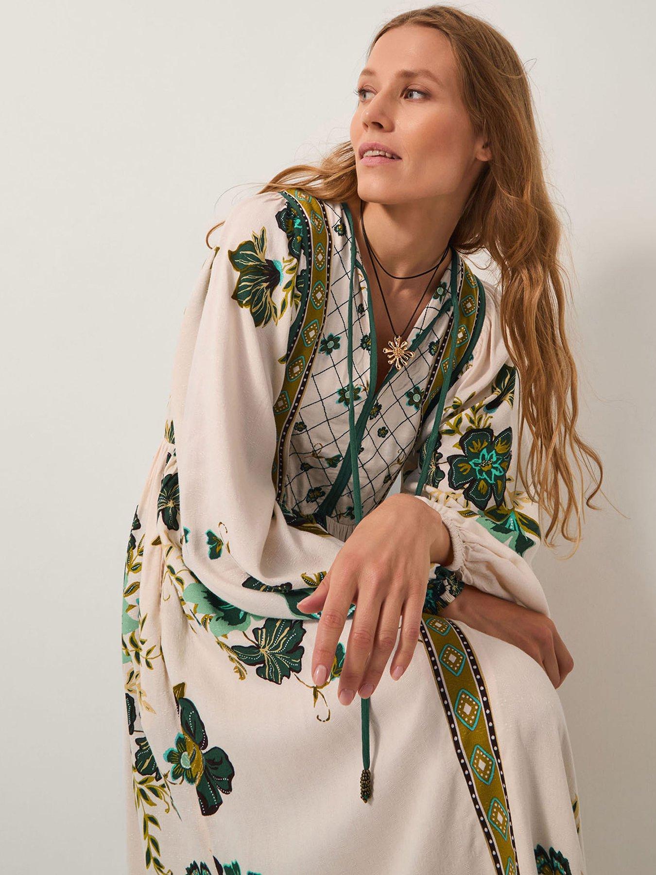 Monsoon Zenya Print Dress - Green