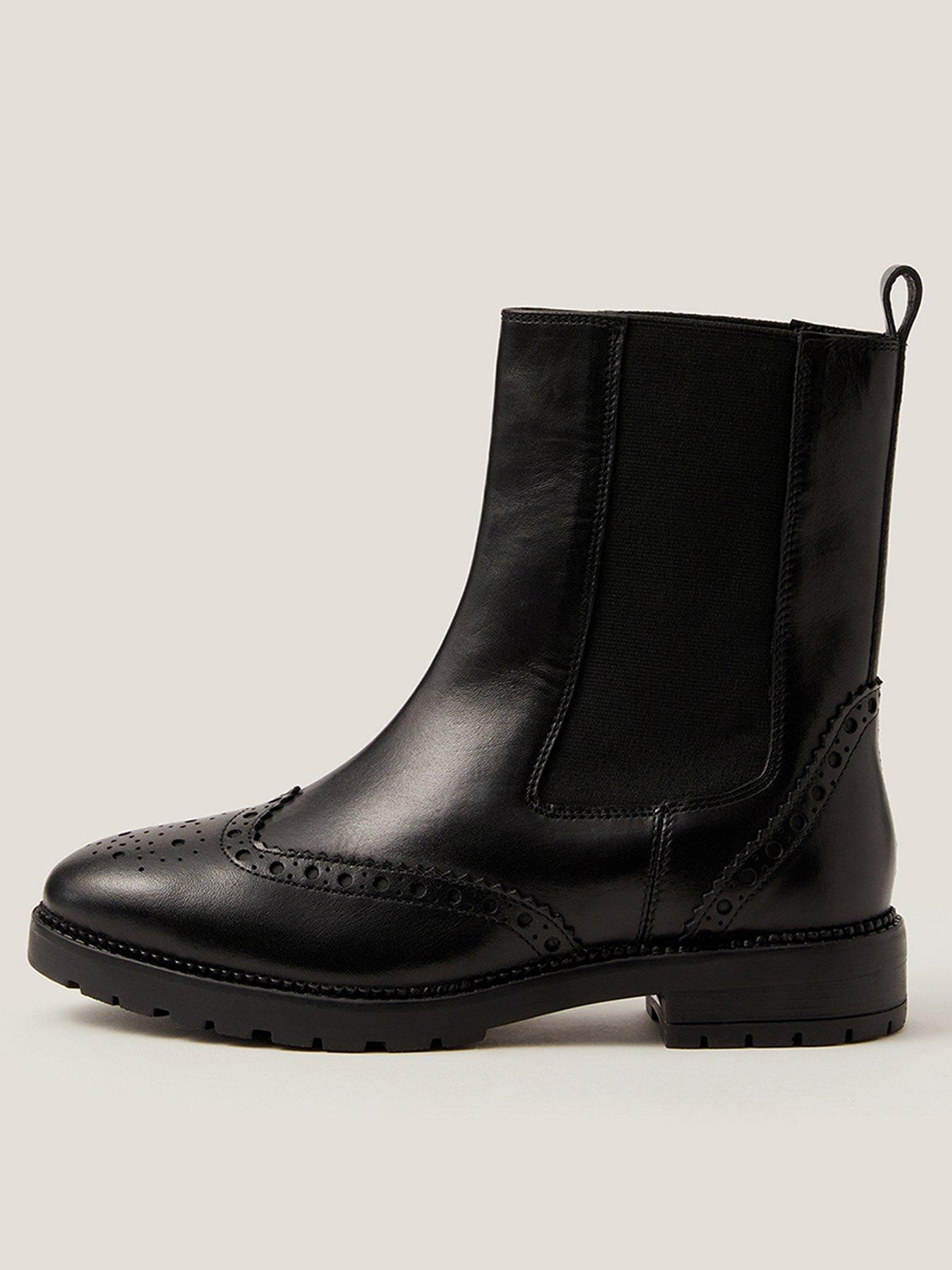 Monsoon Eli Brogue Ankle Boot - Black