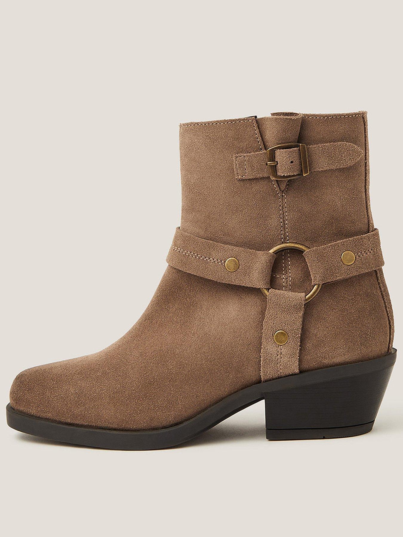 Monsoon Eden Suede Cowboy Boot - Taupe Brown