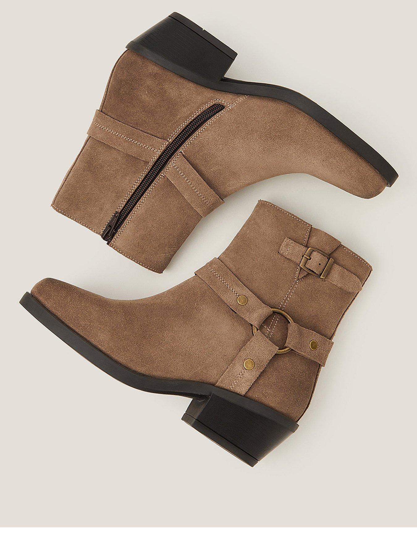 Image 2 of 3 of Monsoon Eden Suede Cowboy Boot - Taupe Brown