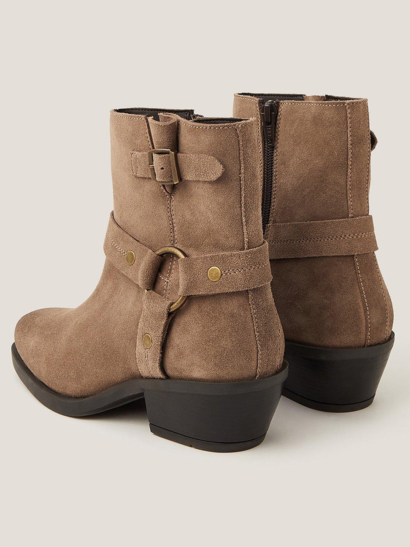 Image 3 of 3 of Monsoon Eden Suede Cowboy Boot - Taupe Brown