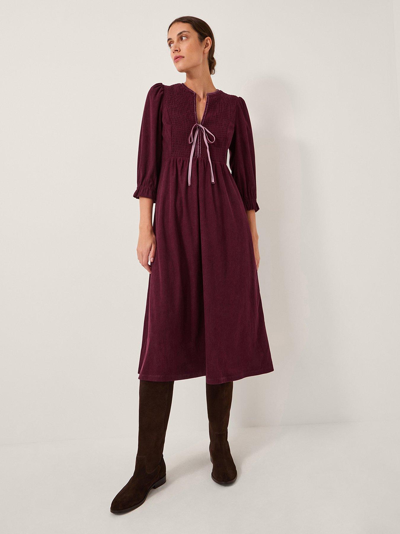 monsoon-sara-stretch-cord-dress-red