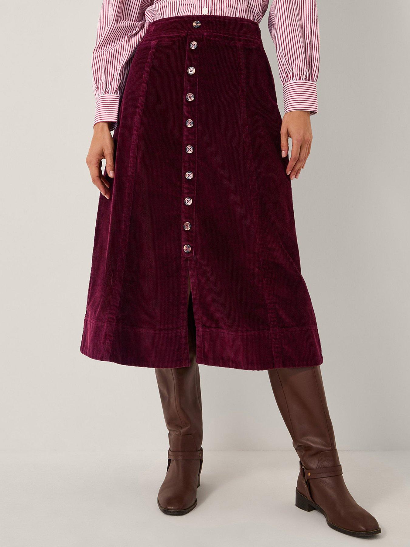 Monsoon Jamie Button Skirt - Red