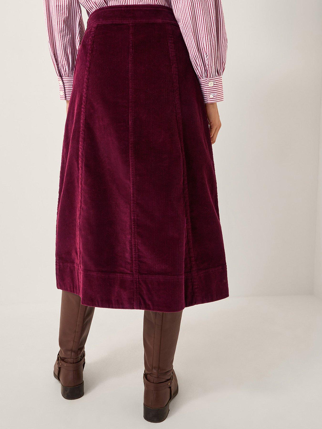 Image 2 of 4 of Monsoon Jamie Button Skirt - Red