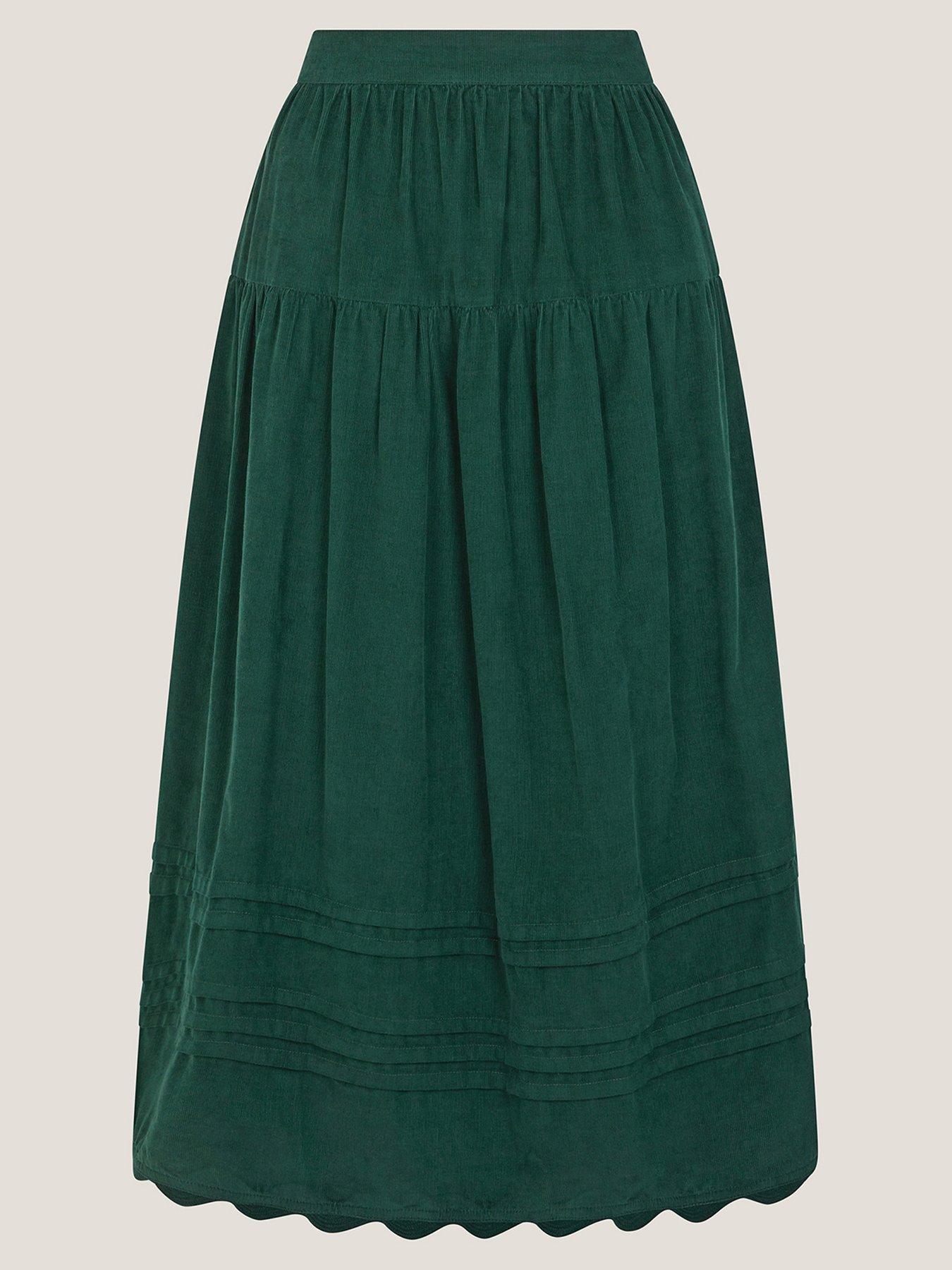 Image 3 of 5 of Monsoon Mina Cord Skirt - Green