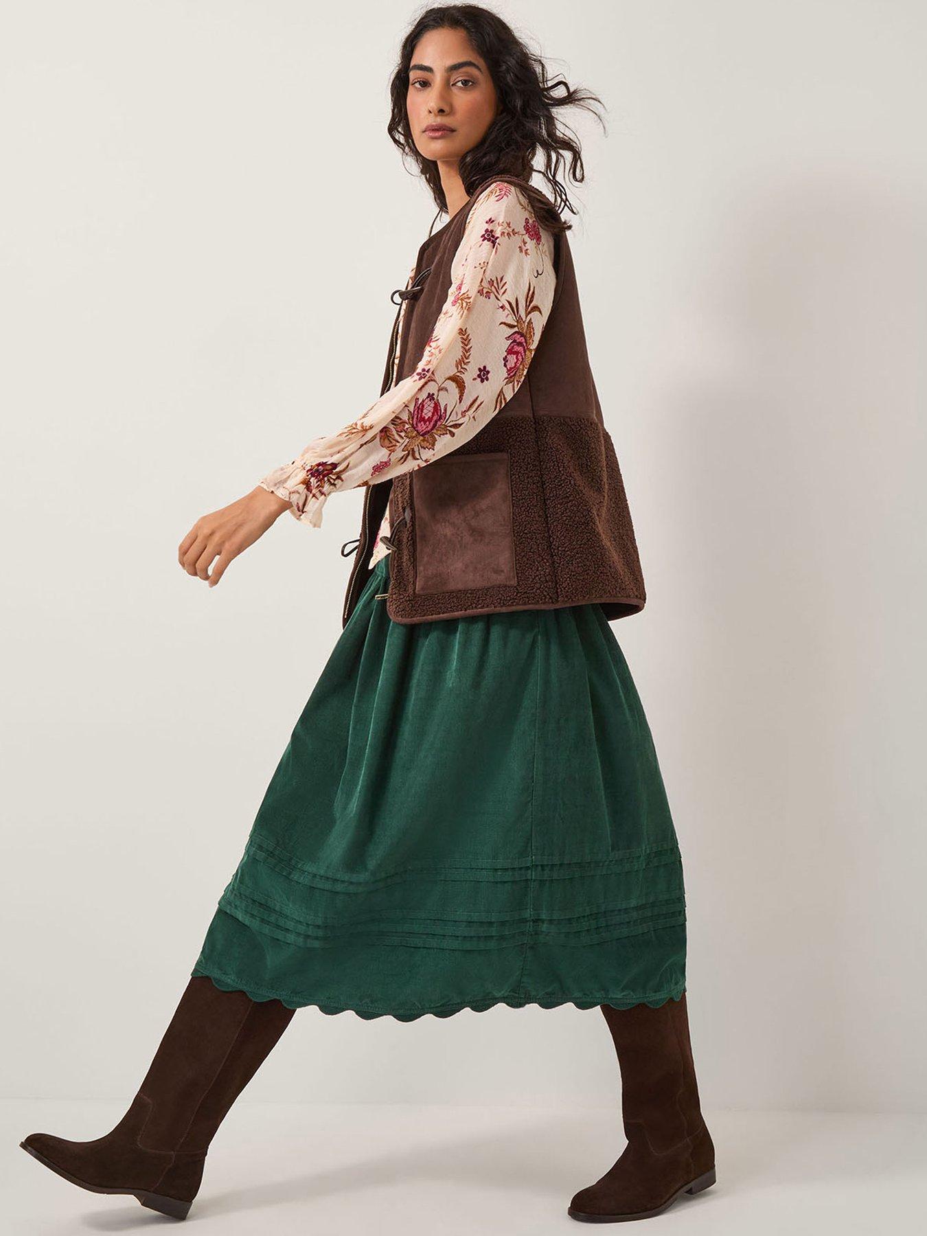 Image 4 of 5 of Monsoon Mina Cord Skirt - Green