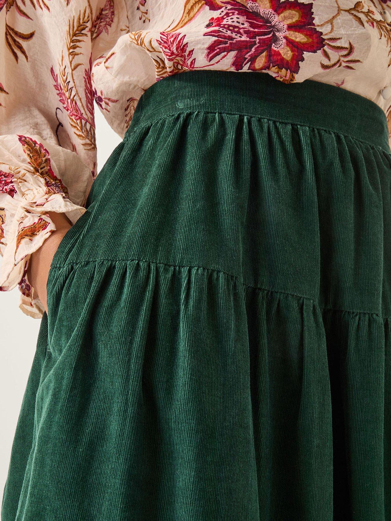 Image 5 of 5 of Monsoon Mina Cord Skirt - Green