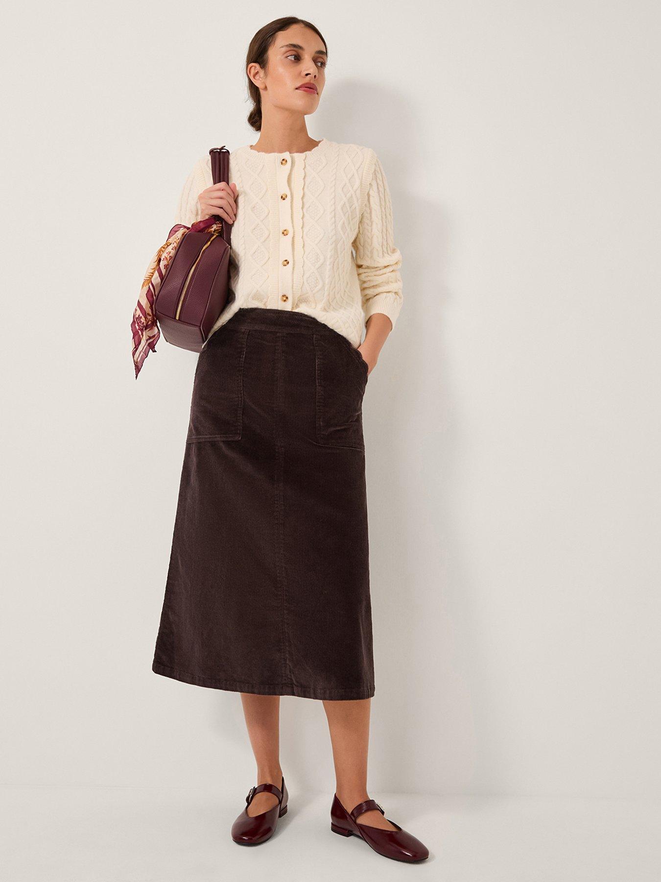 Image 4 of 5 of Monsoon Malika Cord Skirt - Brown