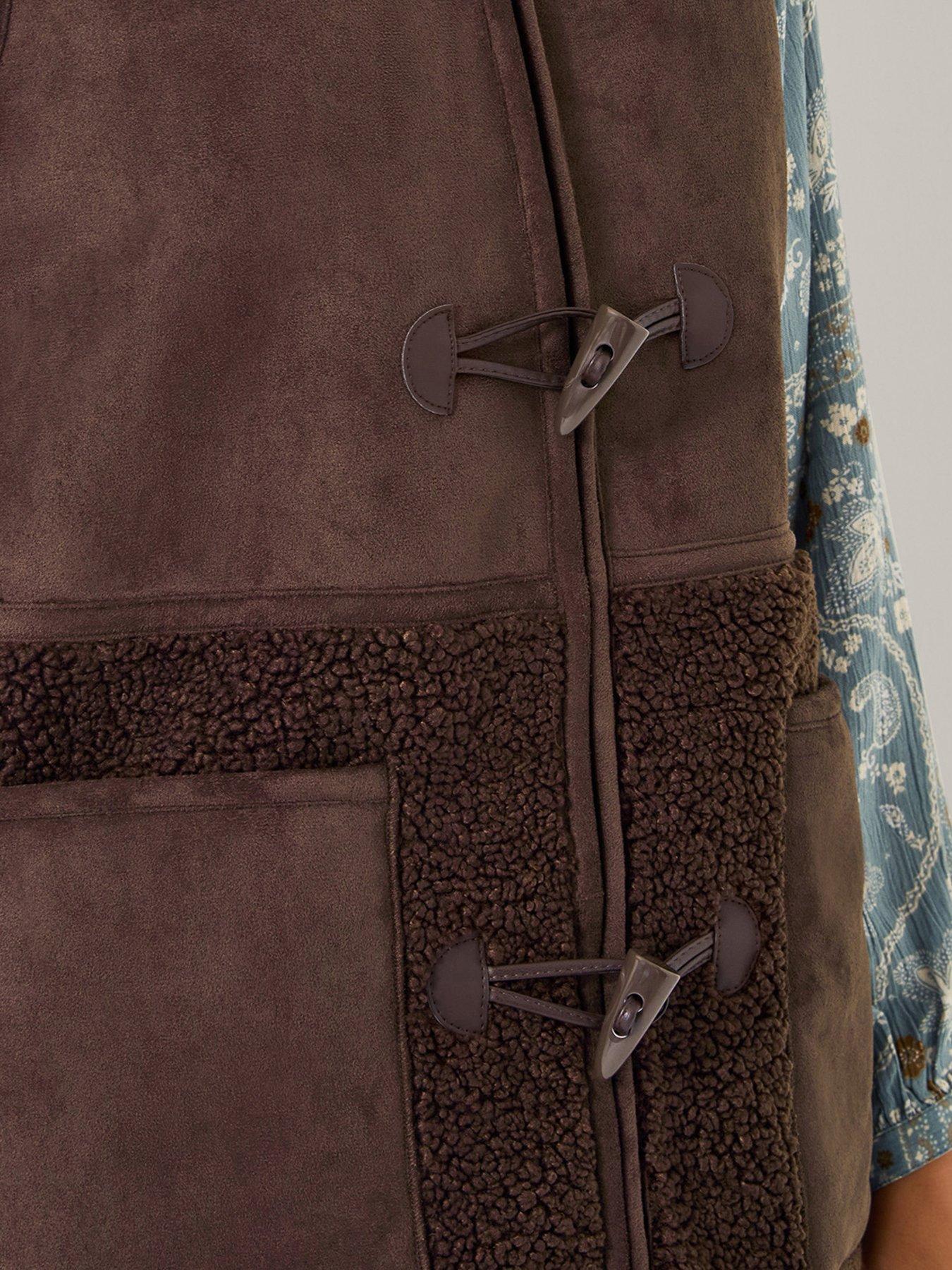 Image 5 of 5 of Monsoon Teri Borg Mix Gilet - Chocolate Brown