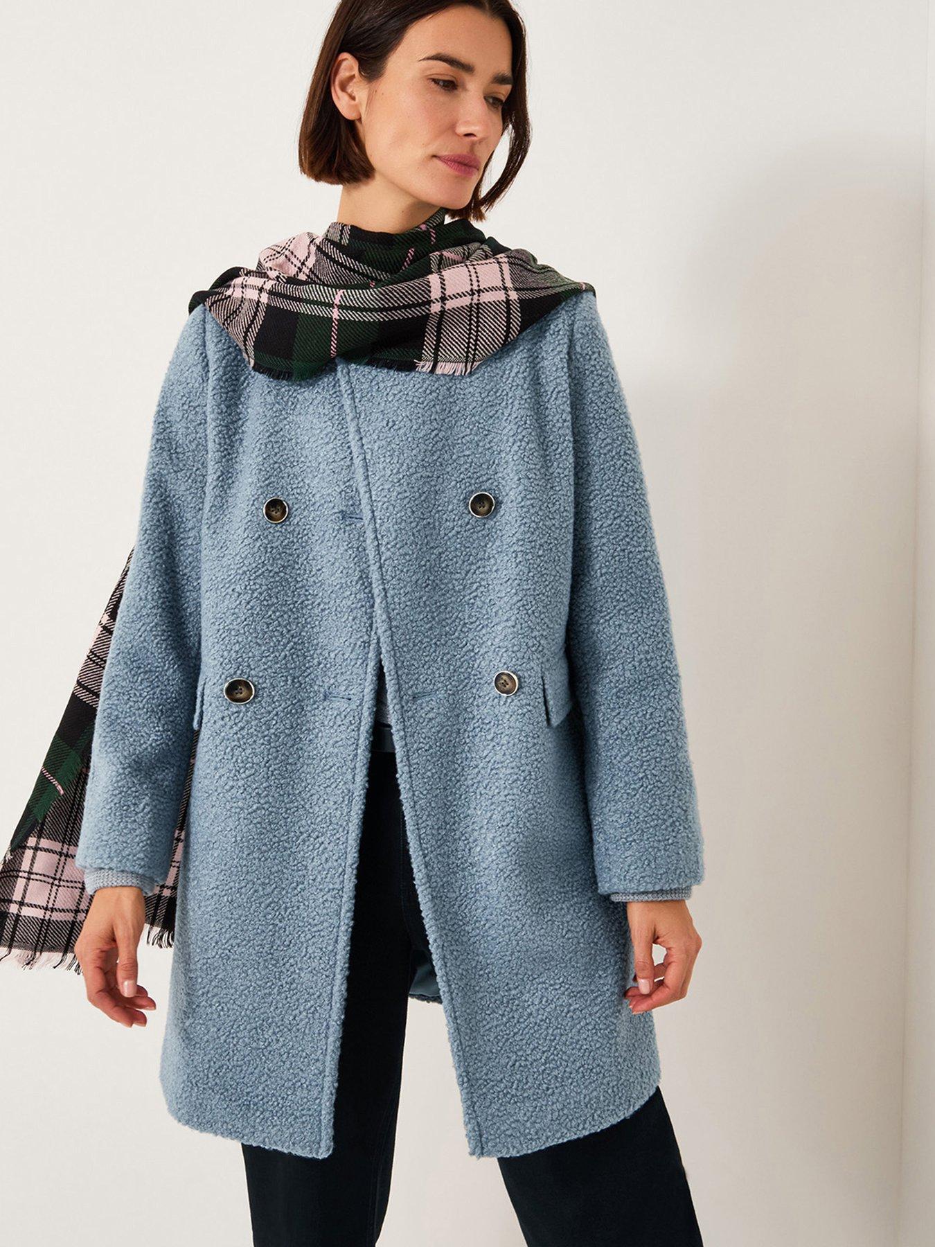 Monsoon Lily Collarless Coat - Pale Blue