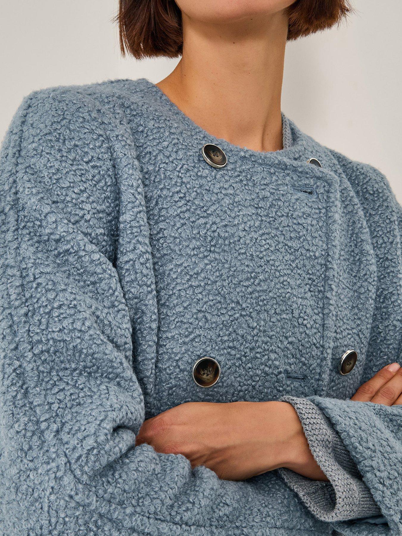 Image 5 of 5 of Monsoon Lily Collarless Coat - Pale Blue