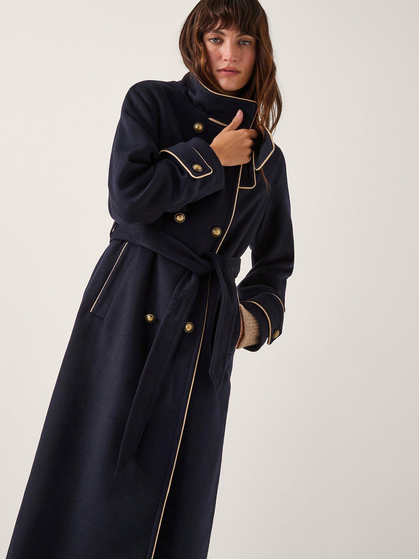 Monsoon Harriet Funnel Coat - Navy