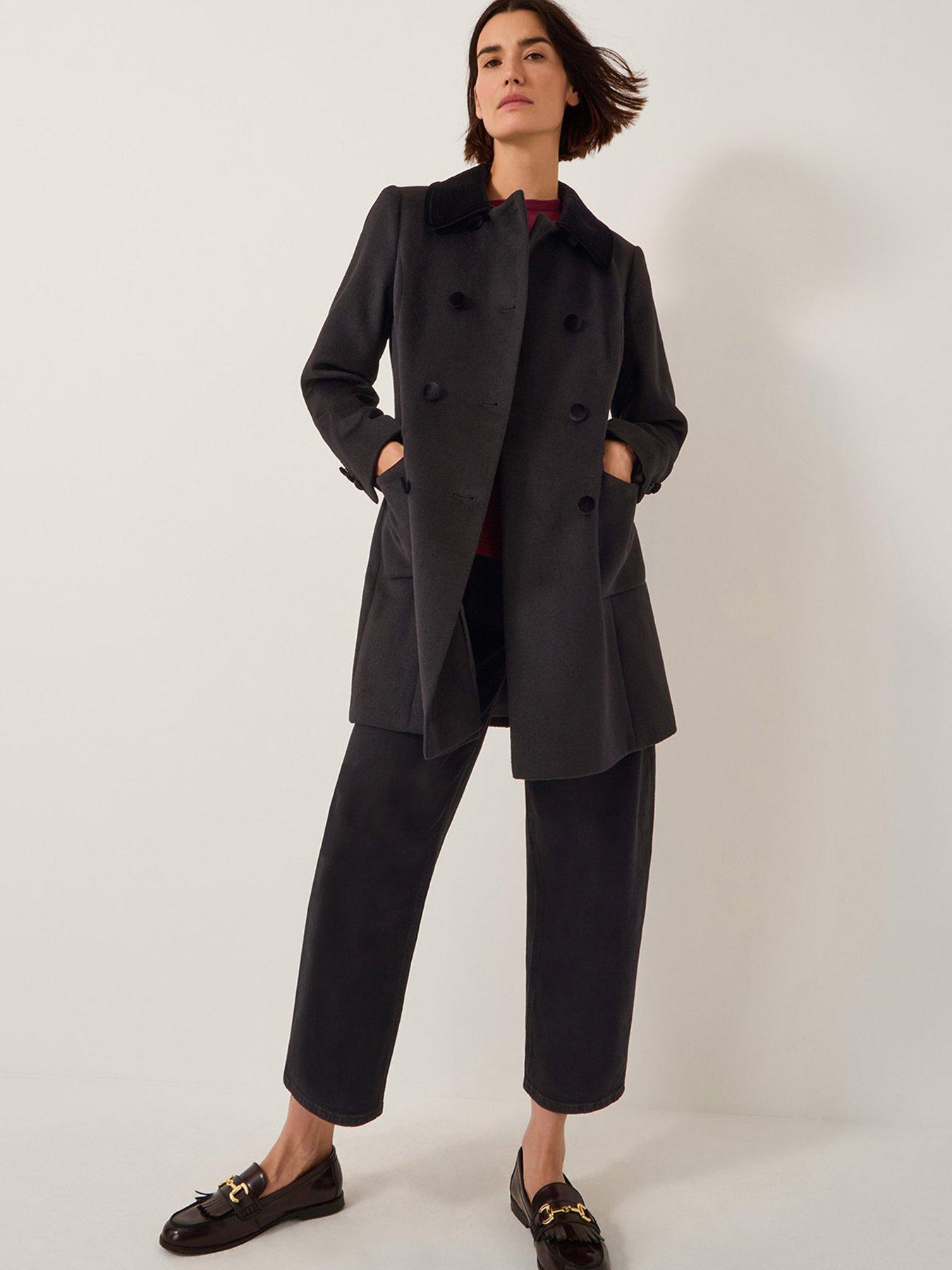 Monsoon Lottie Velvet Trim Coat - Black