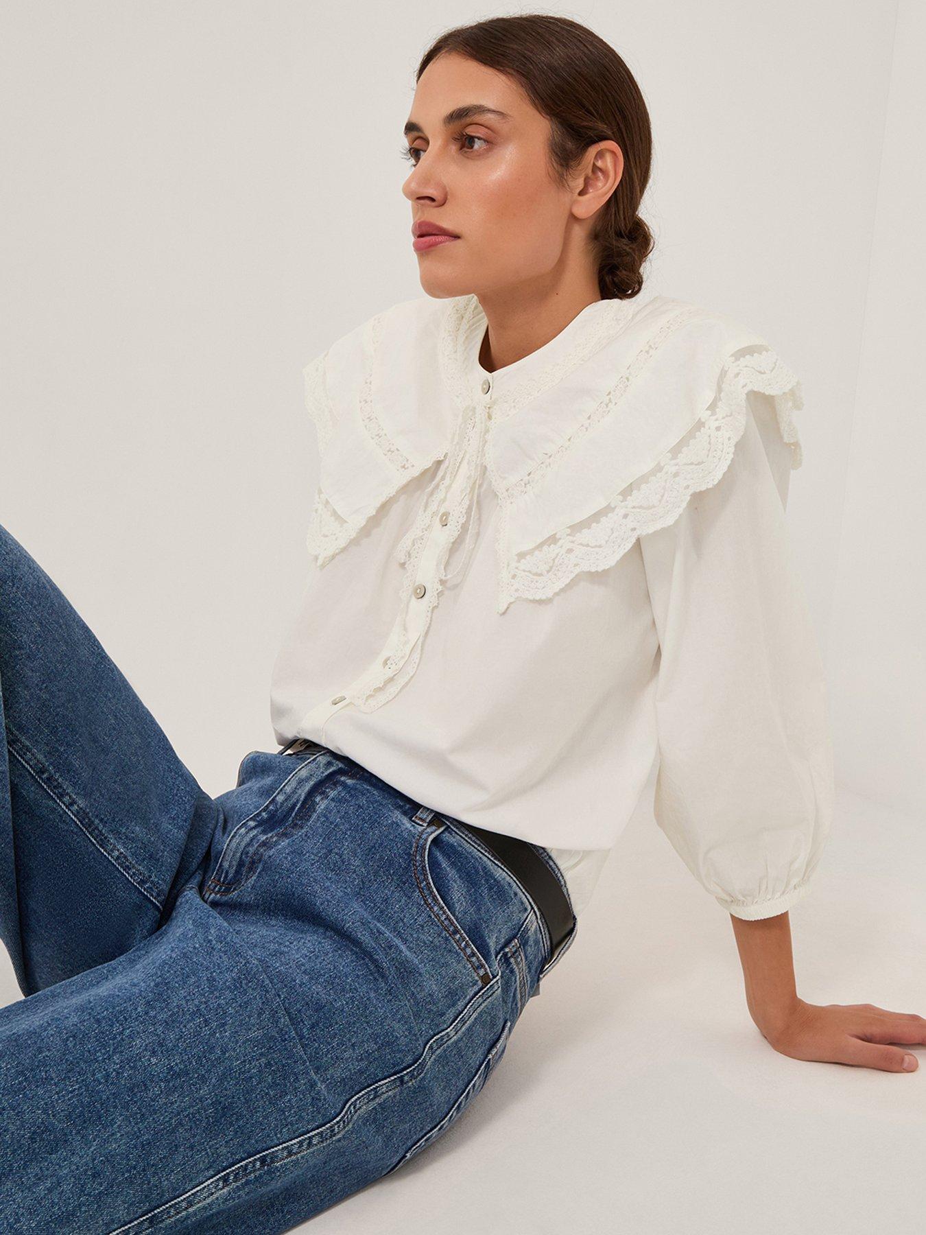 Monsoon Connie Collar Shirt - Cream