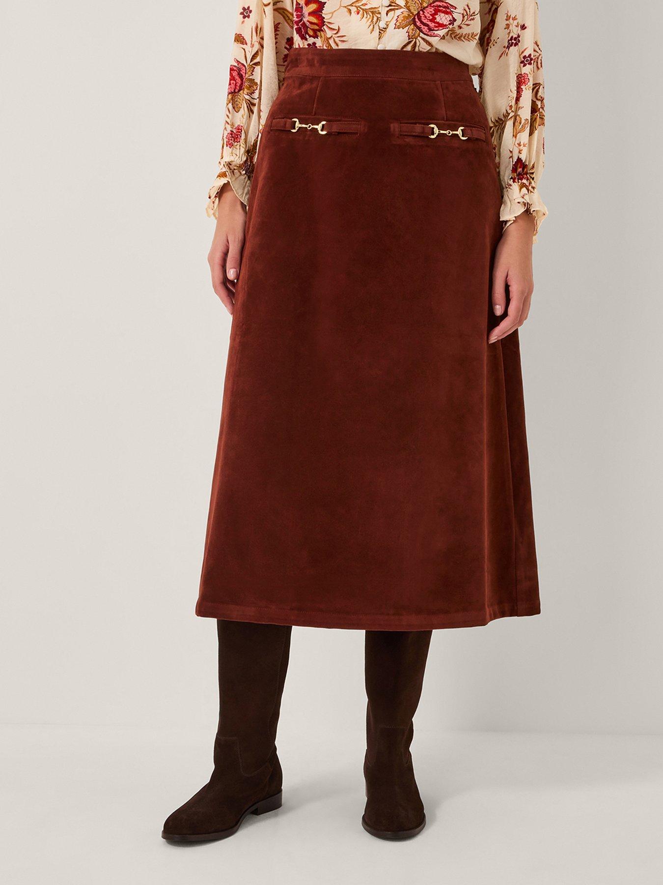 Monsoon Lana Suedette Skirt - Burgundy Red