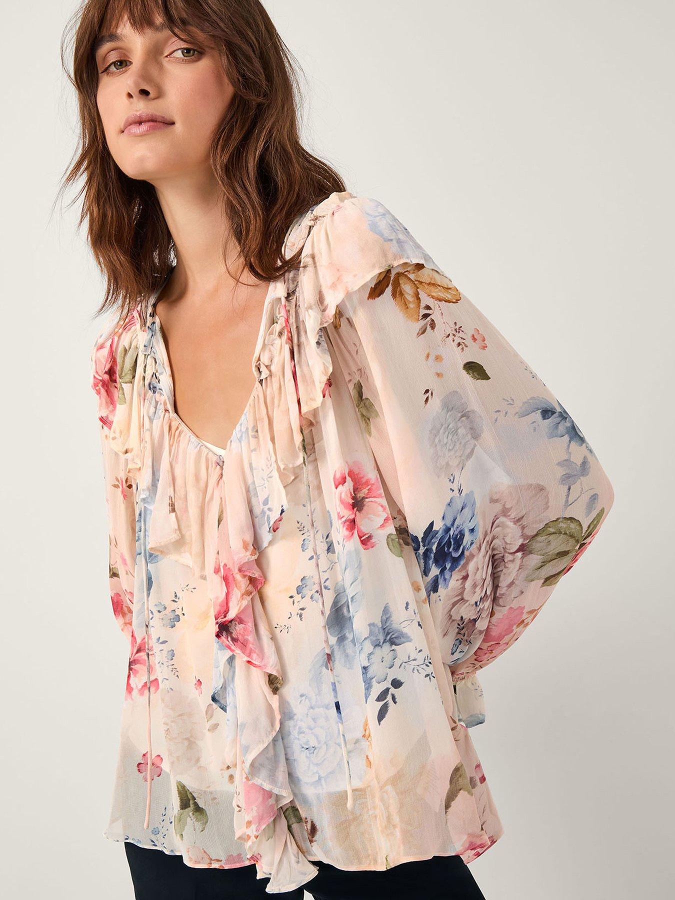 Monsoon Sasha Floral Blouse - Cream