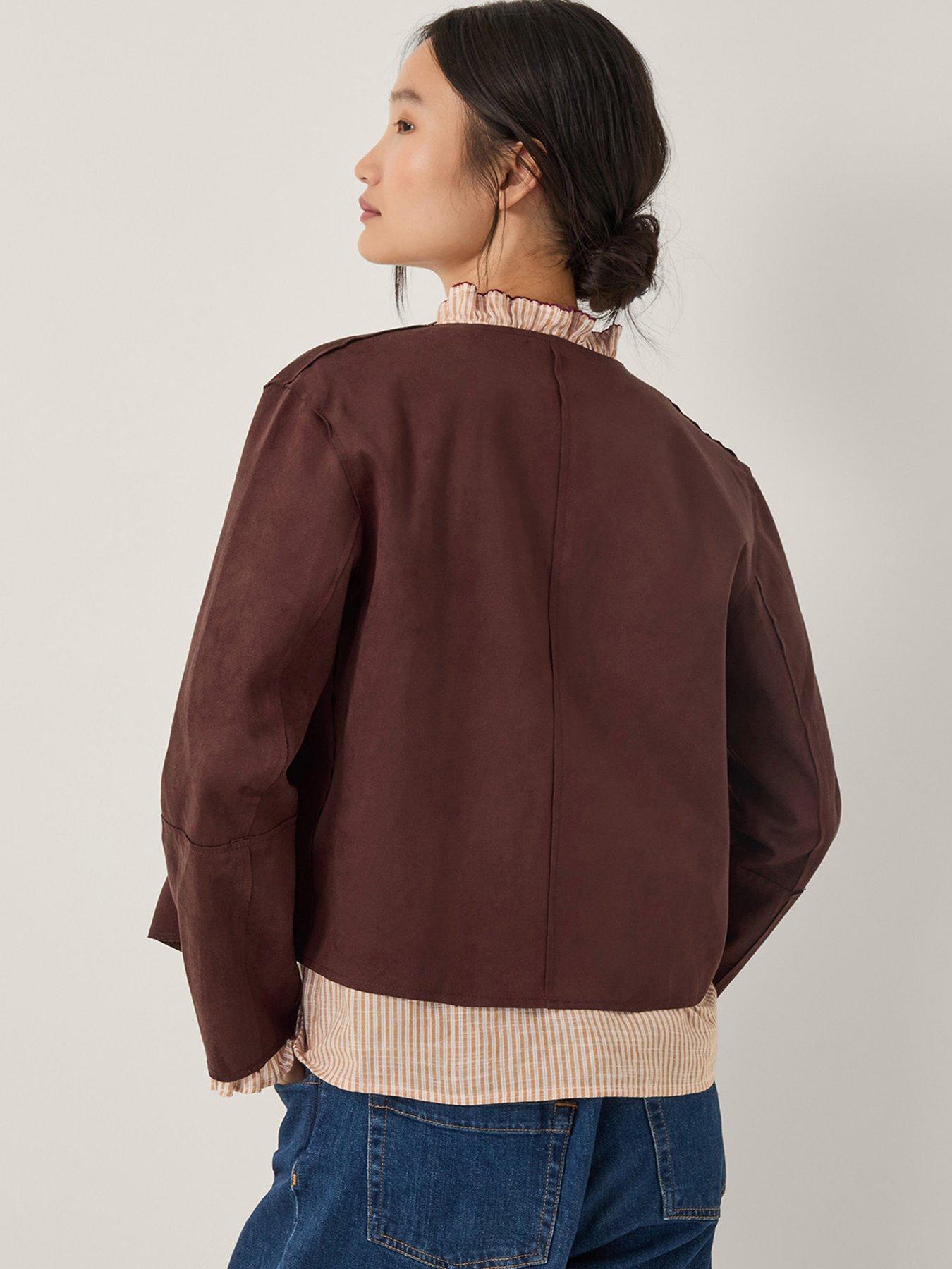Image 2 of 5 of Monsoon Rowan Suedette Jacket - Chocolate