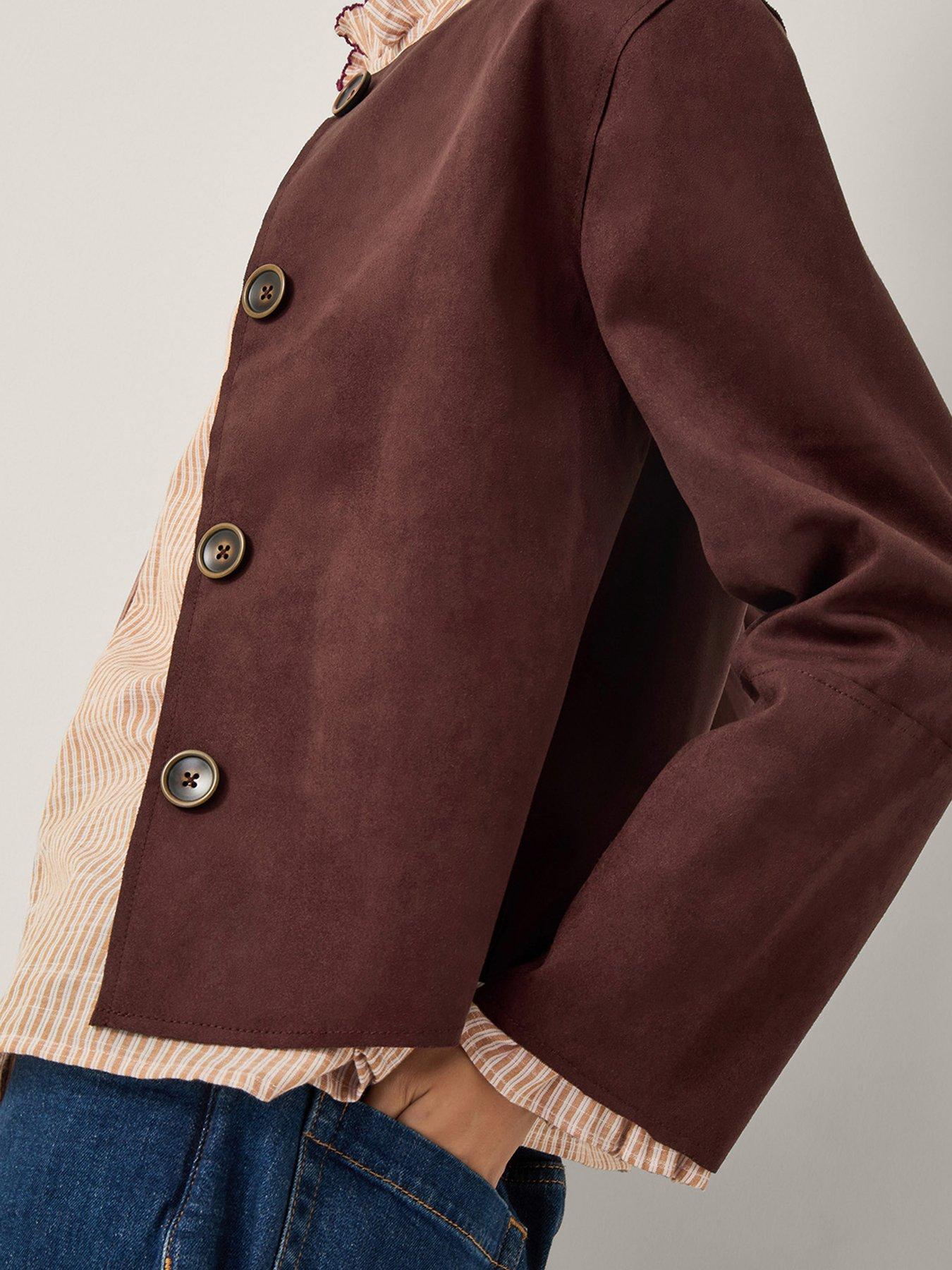 Image 5 of 5 of Monsoon Rowan Suedette Jacket - Chocolate