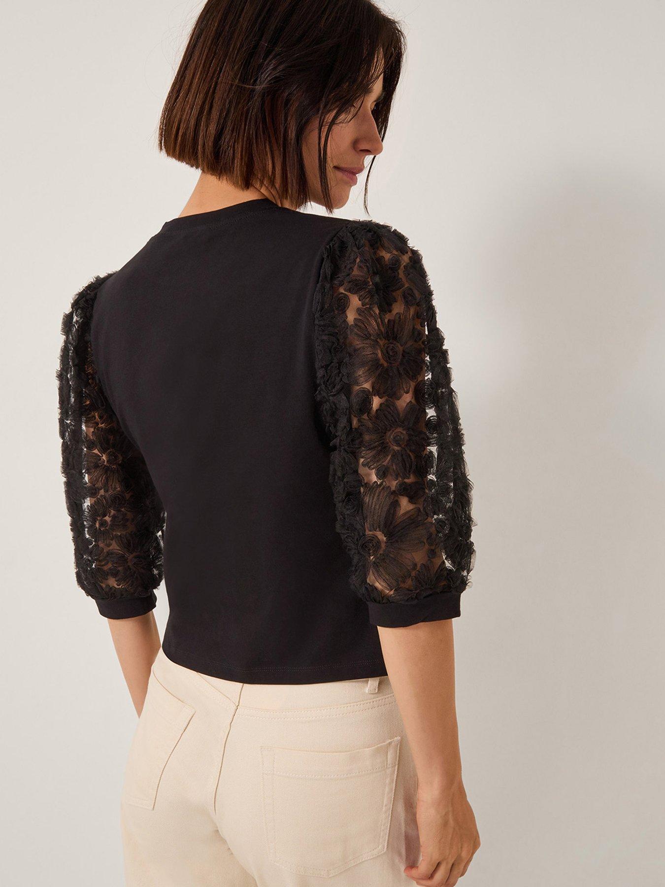 monsoon-flavia-fabric-mix-top-blackstillFront