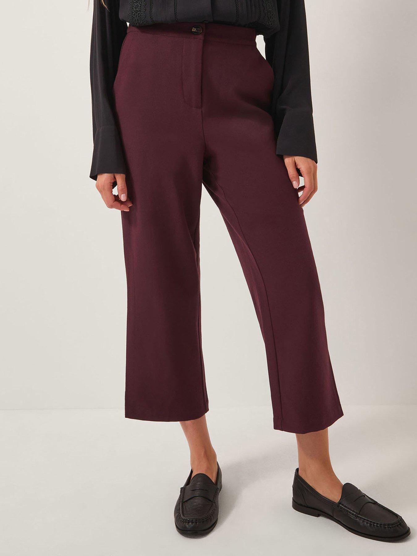 Monsoon Julia Crop Trousers - Aubergine