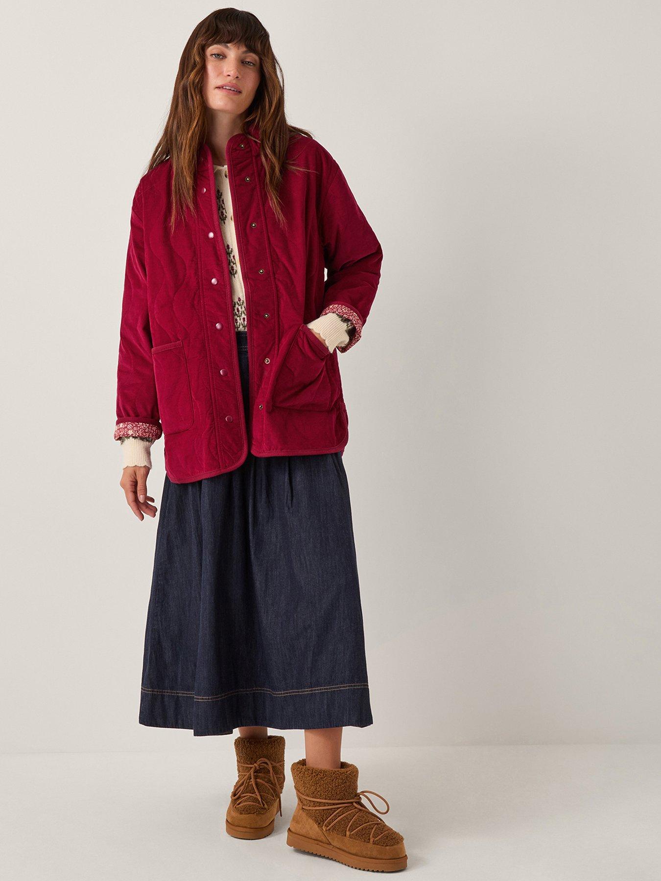 Image 3 of 5 of Monsoon Mandy Plain Cord Jkt - Burgundy - Blue