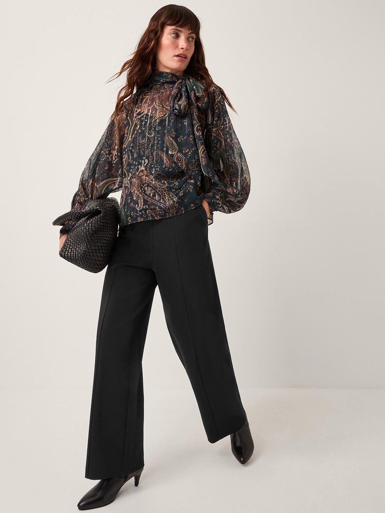 Image 1 of 3 of Monsoon Payton Ponte Trouser - Black