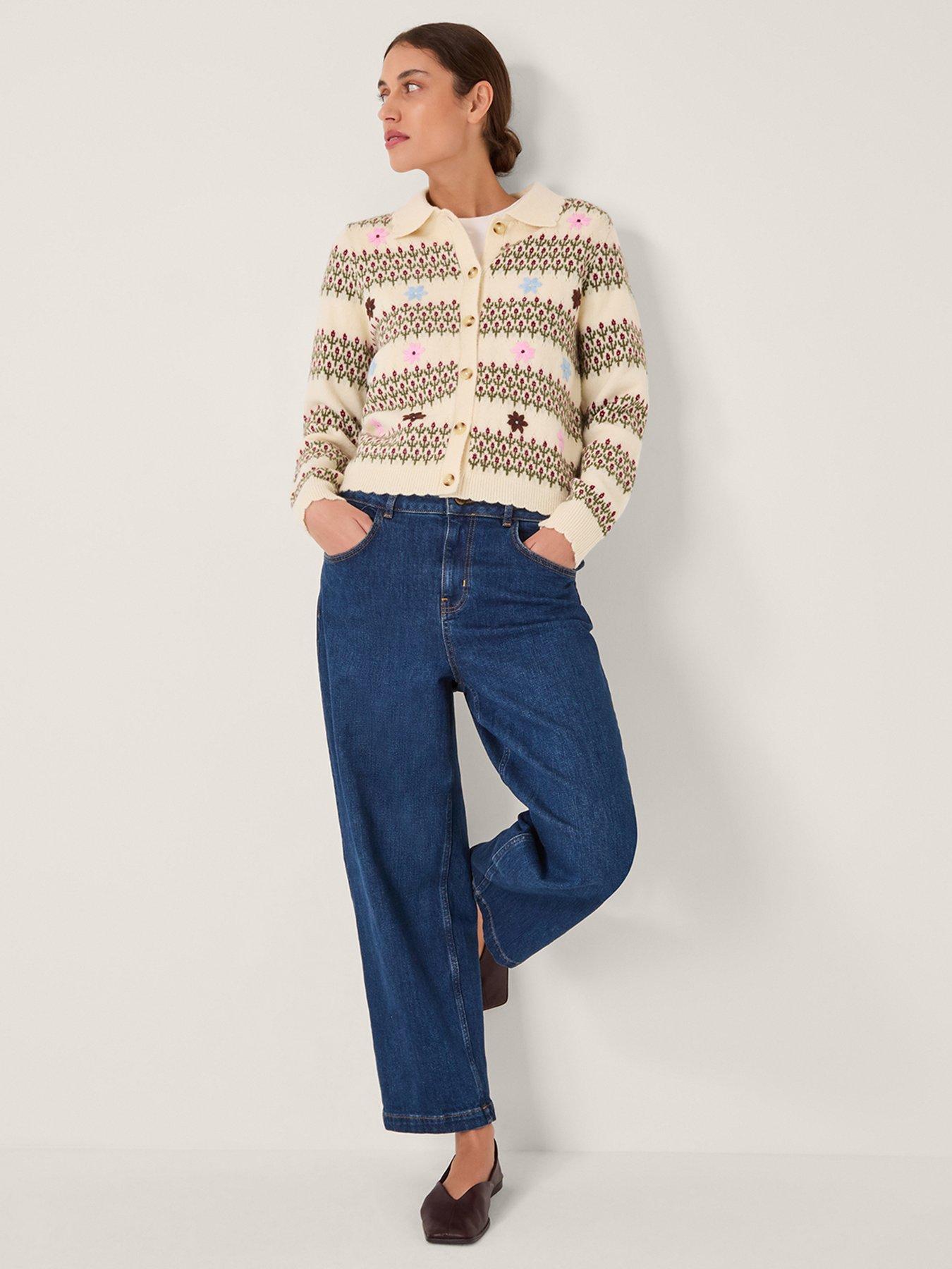Image 1 of 5 of Monsoon Ella Embroidered Cardigan - Cream