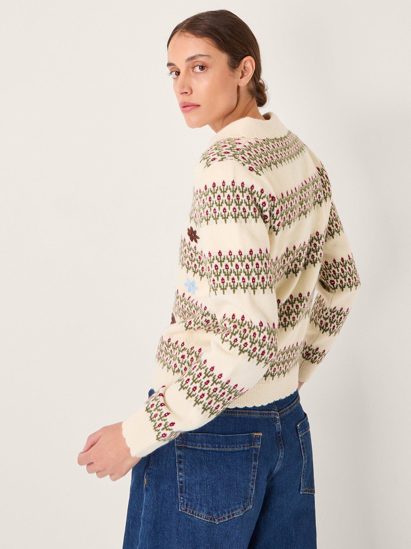Image 2 of 5 of Monsoon Ella Embroidered Cardigan - Cream