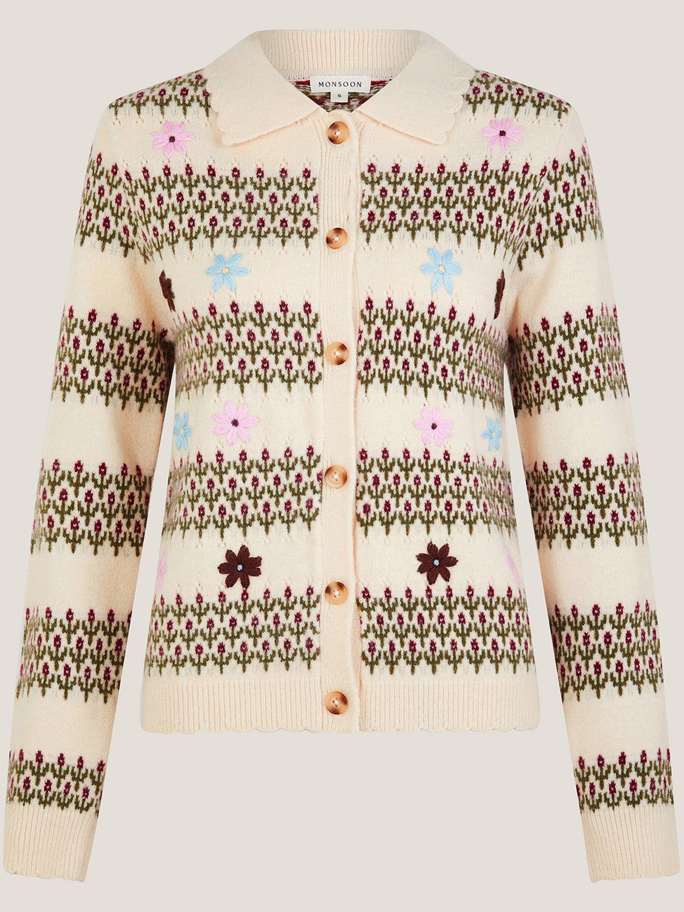 Image 3 of 5 of Monsoon Ella Embroidered Cardigan - Cream