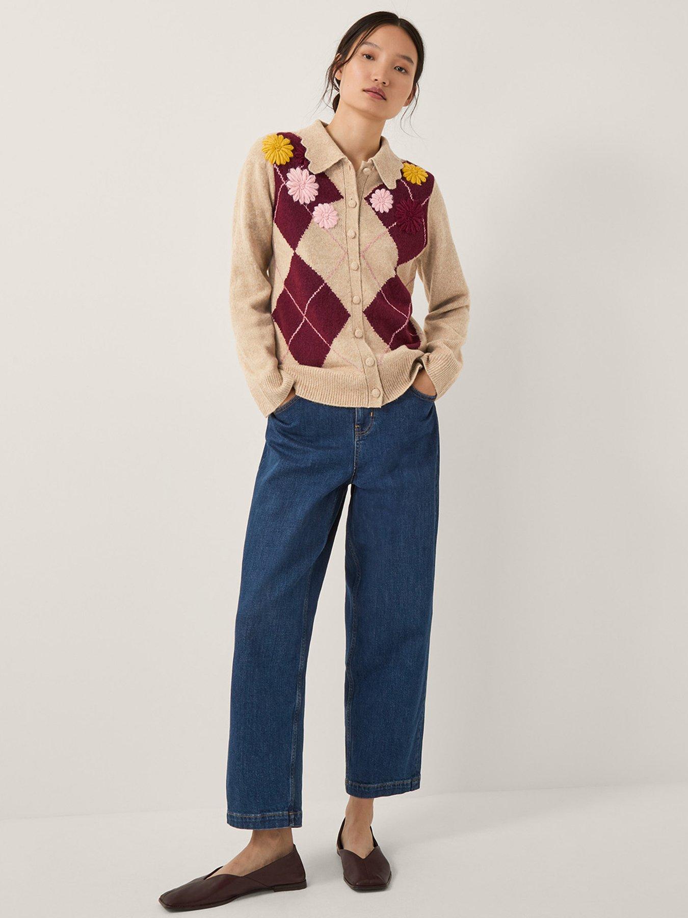 Monsoon Ami Argyle Cardigan - Natural