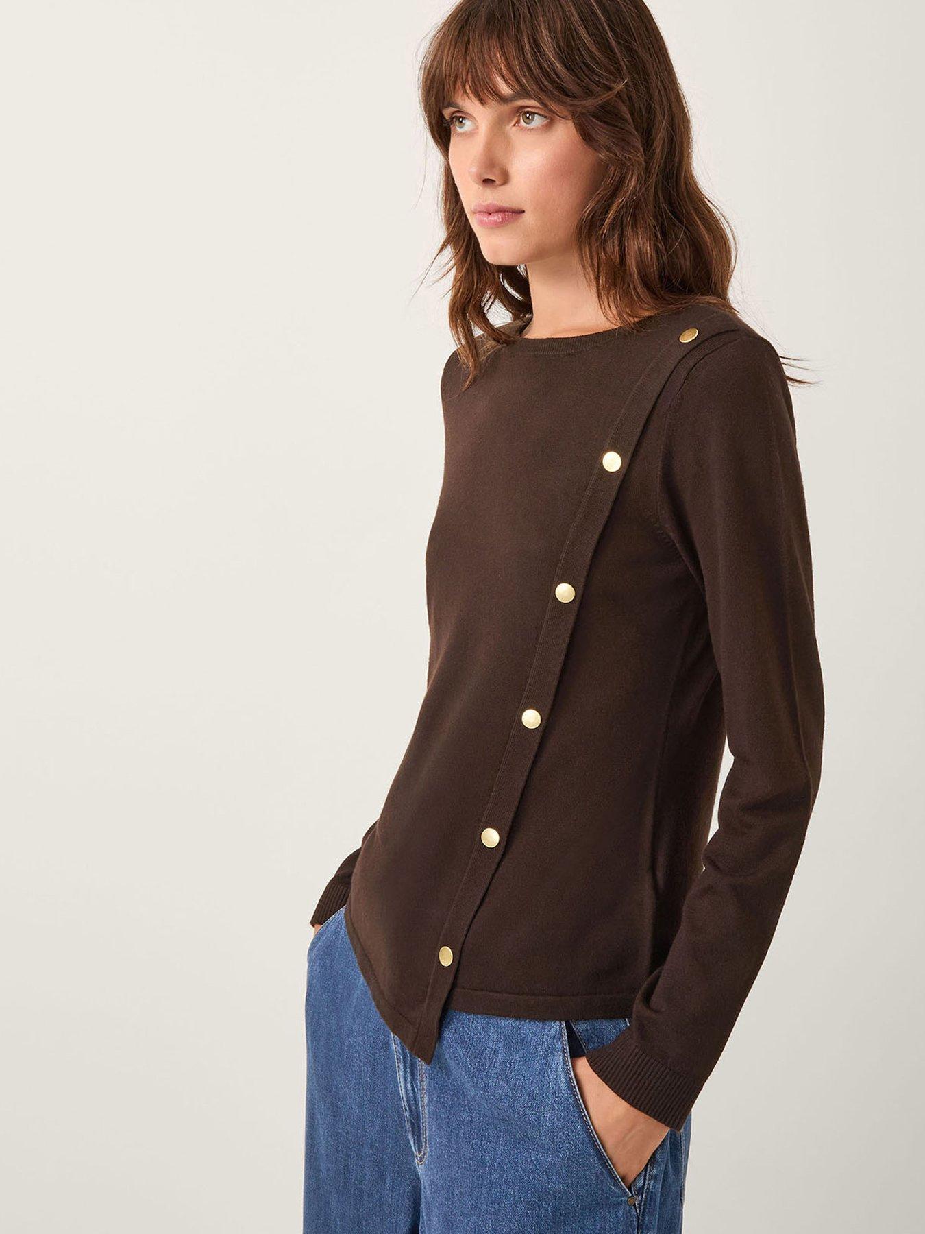 Monsoon Bonnie Button Jumper - Chocolate