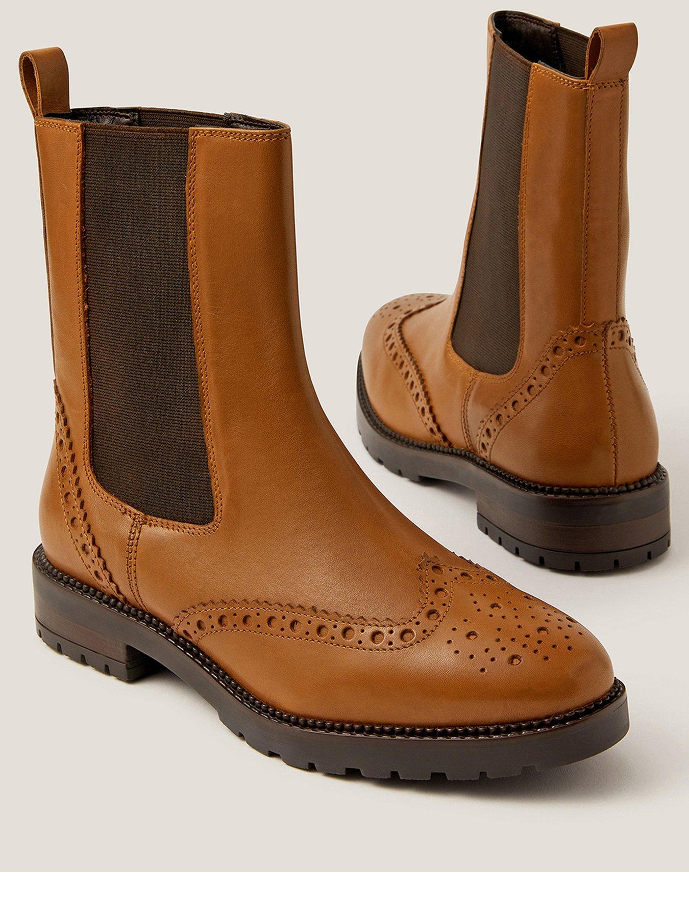 Image 2 of 3 of Monsoon Eli Brogue Ankle Boot - Tan Brown