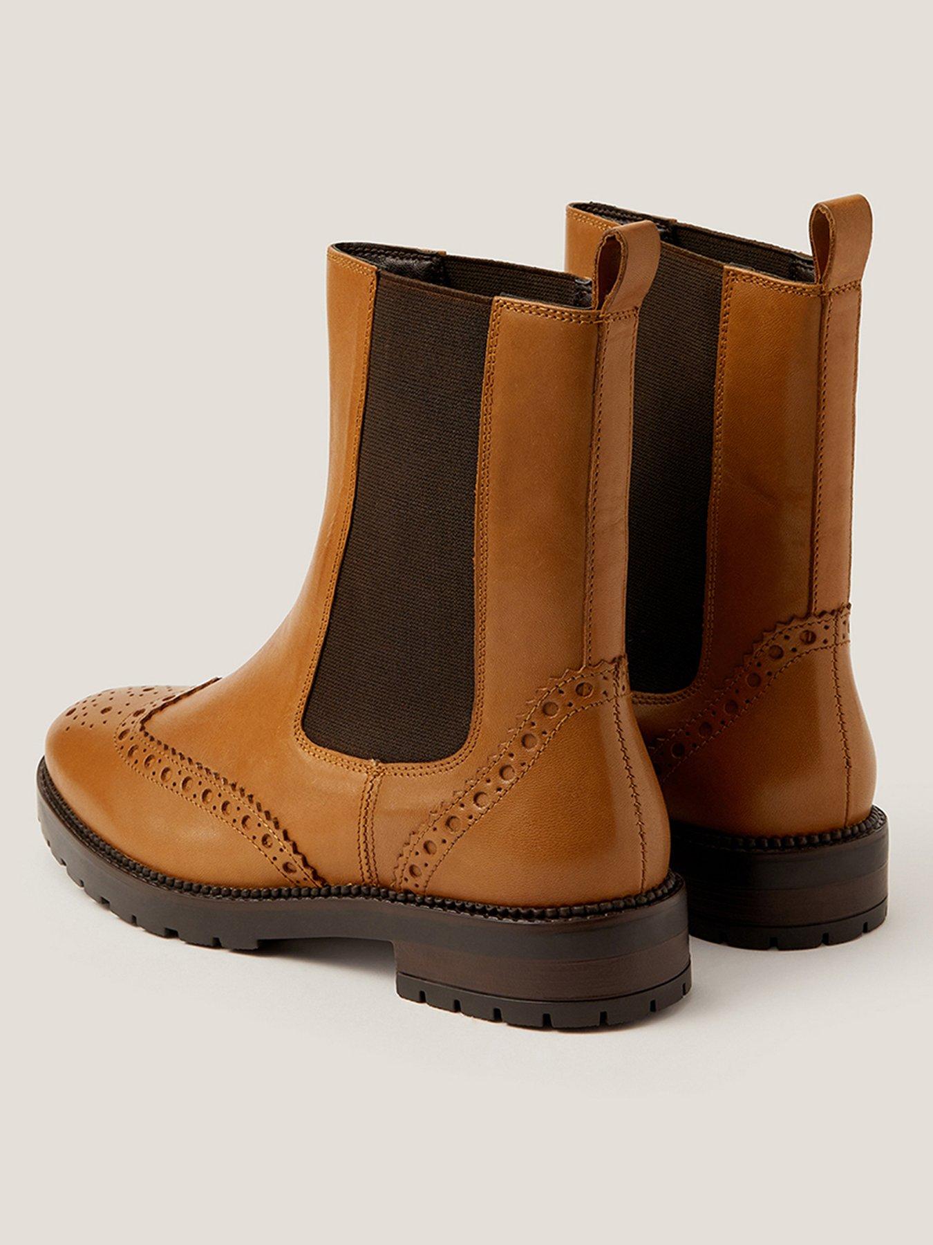 Image 3 of 3 of Monsoon Eli Brogue Ankle Boot - Tan Brown