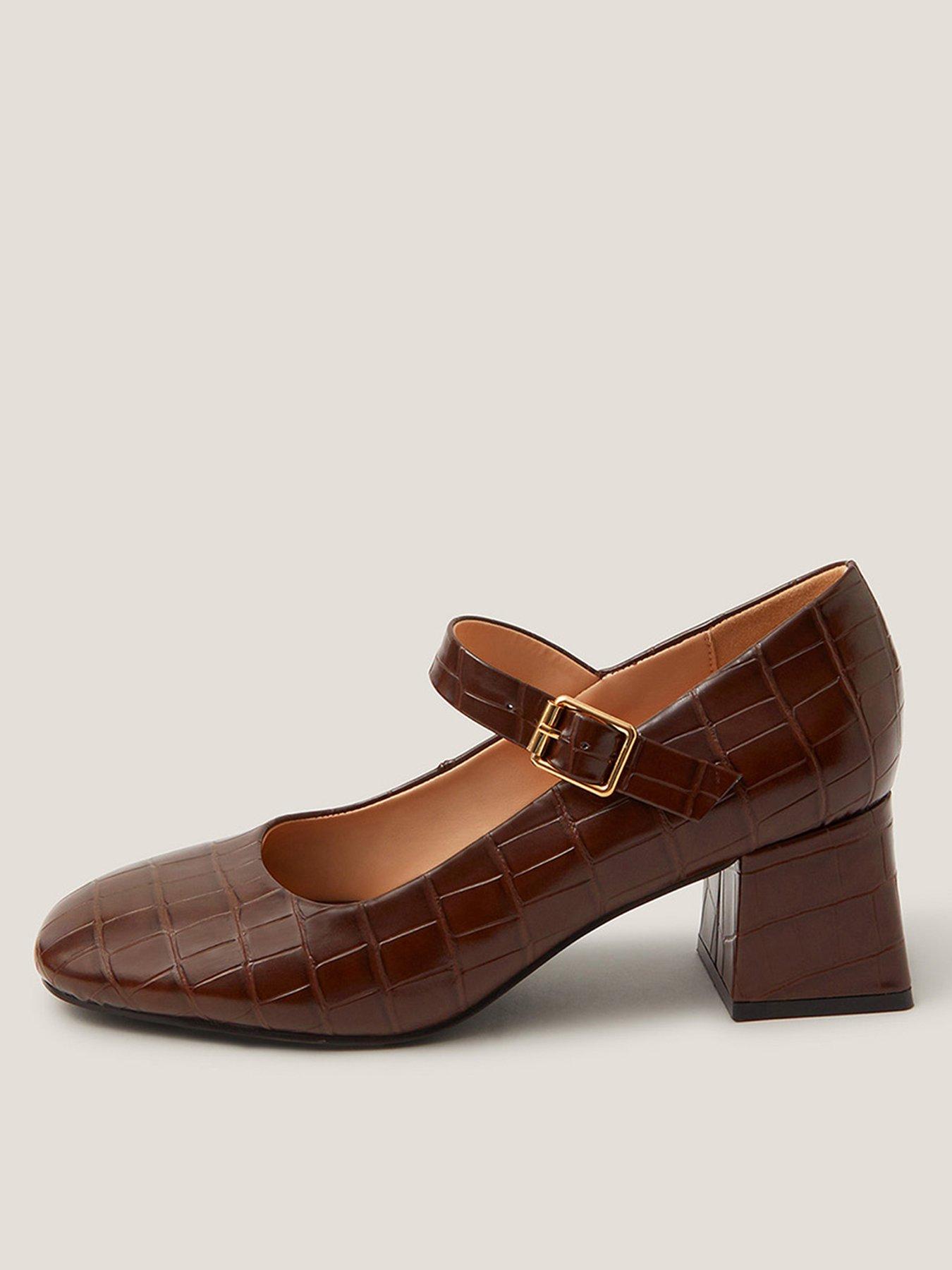 Image 1 of 3 of Monsoon Jill Moc Croc Maryjanes - Brown