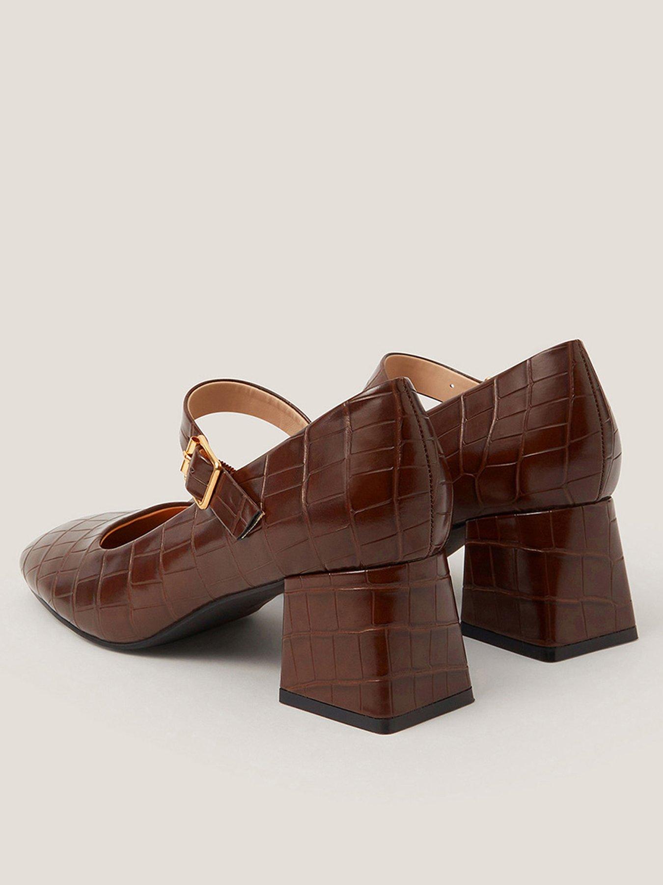 Image 3 of 3 of Monsoon Jill Moc Croc Maryjanes - Brown