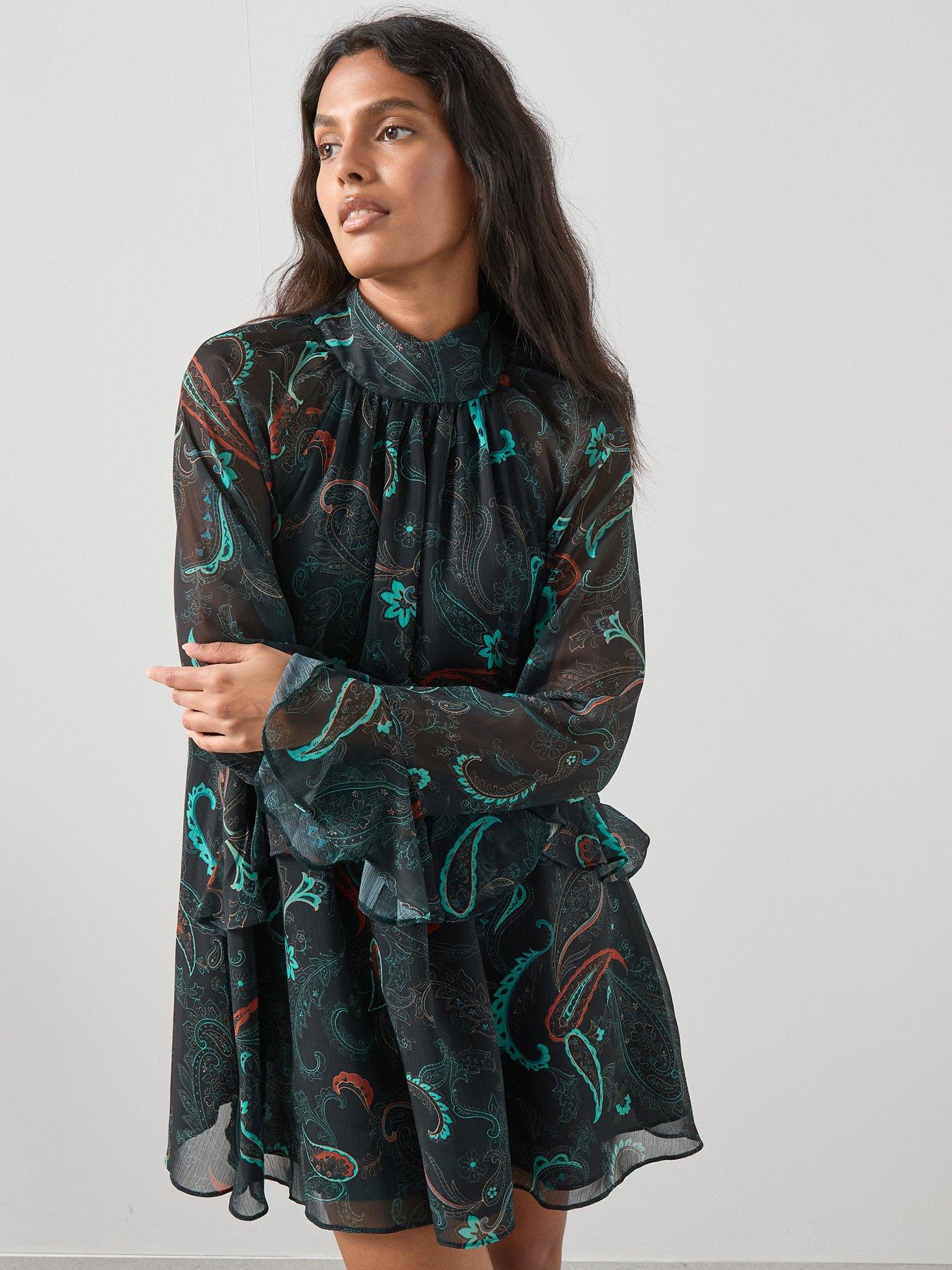 Image 3 of 7 of The Very Collection Printed Chiffon Mini Dress - Print